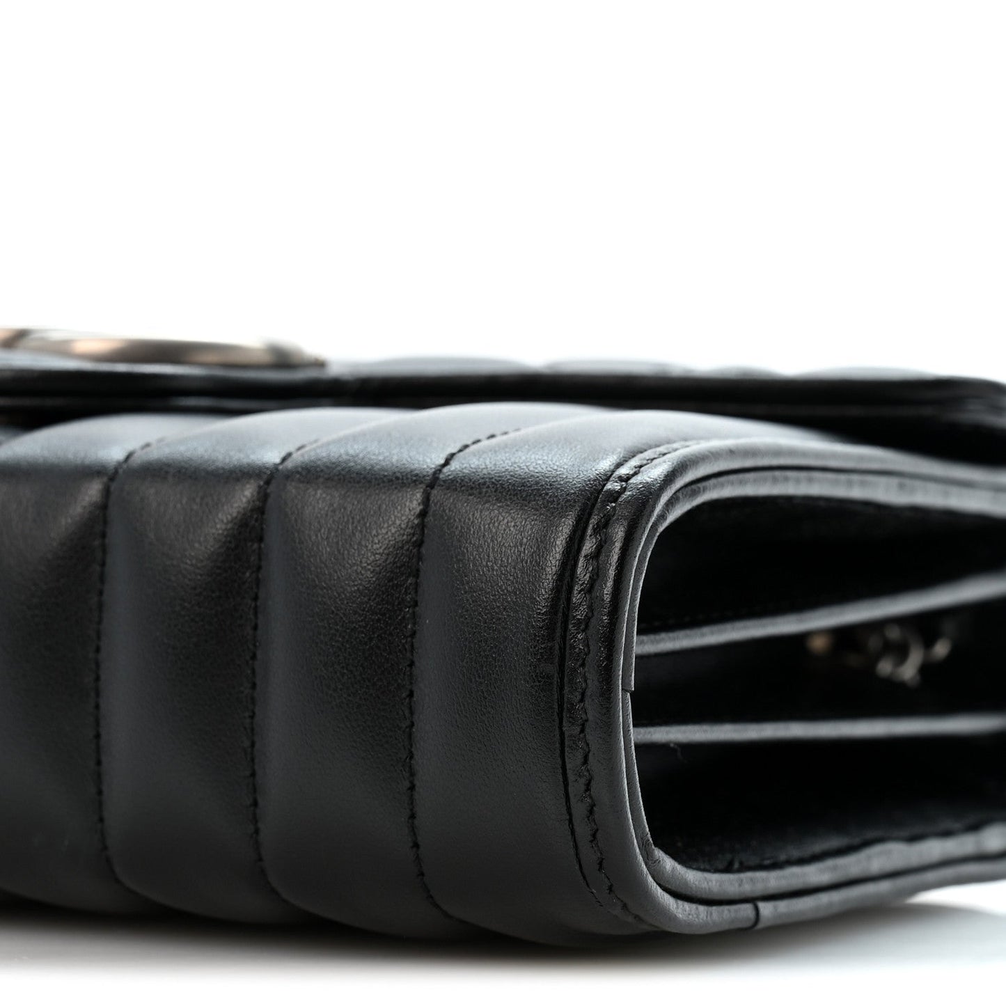 Calfskin Matelasse Aria GG Marmont Chain Wallet Black