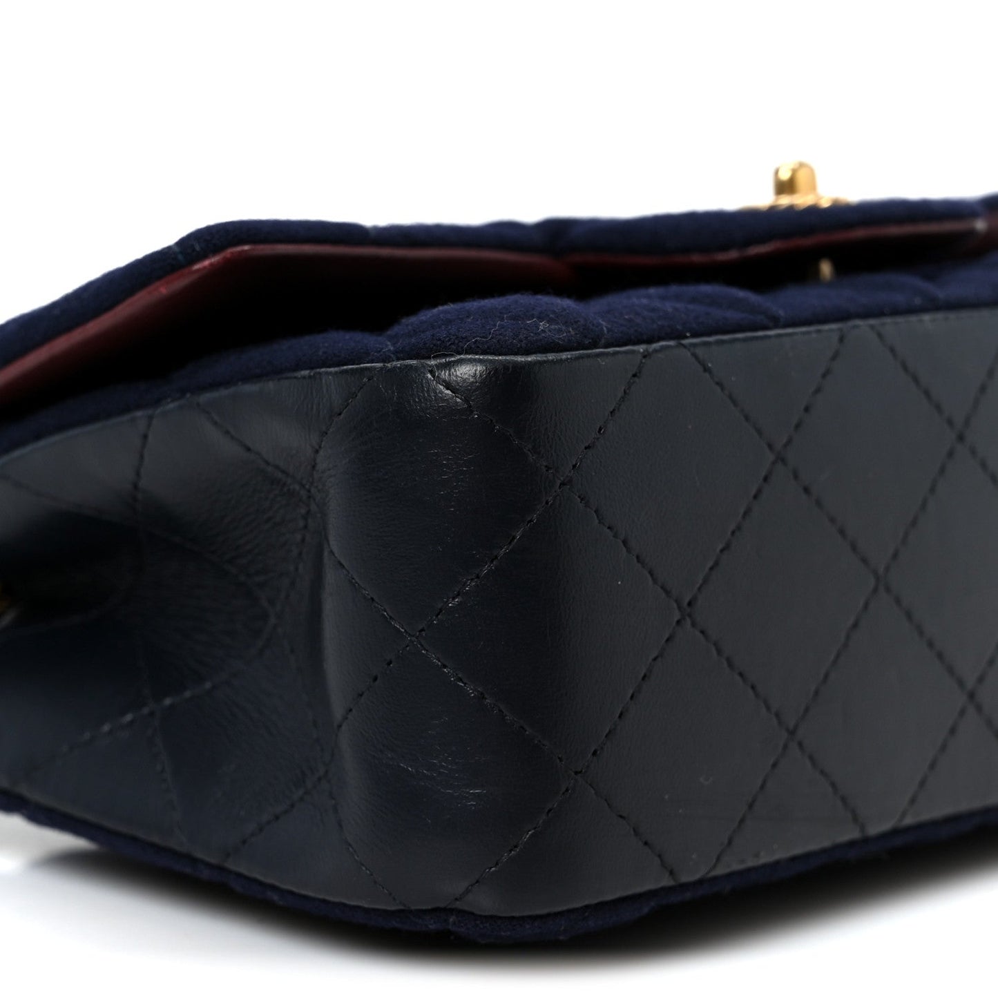 Felt Quilted Paris-Hamburg Charms Mini Rectangular Flap Black Dark Navy