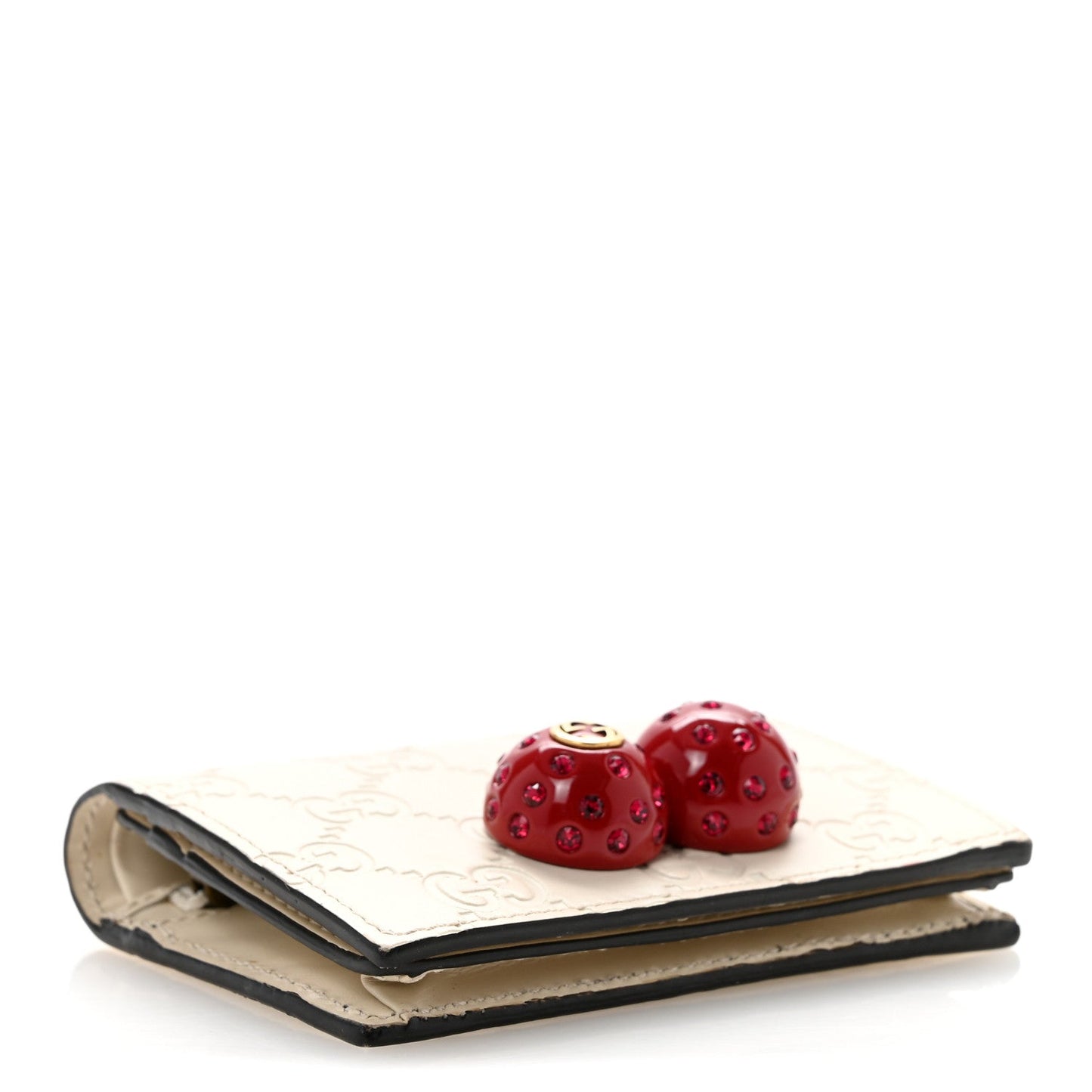 Guccissima Cherries Card Case Wallet White