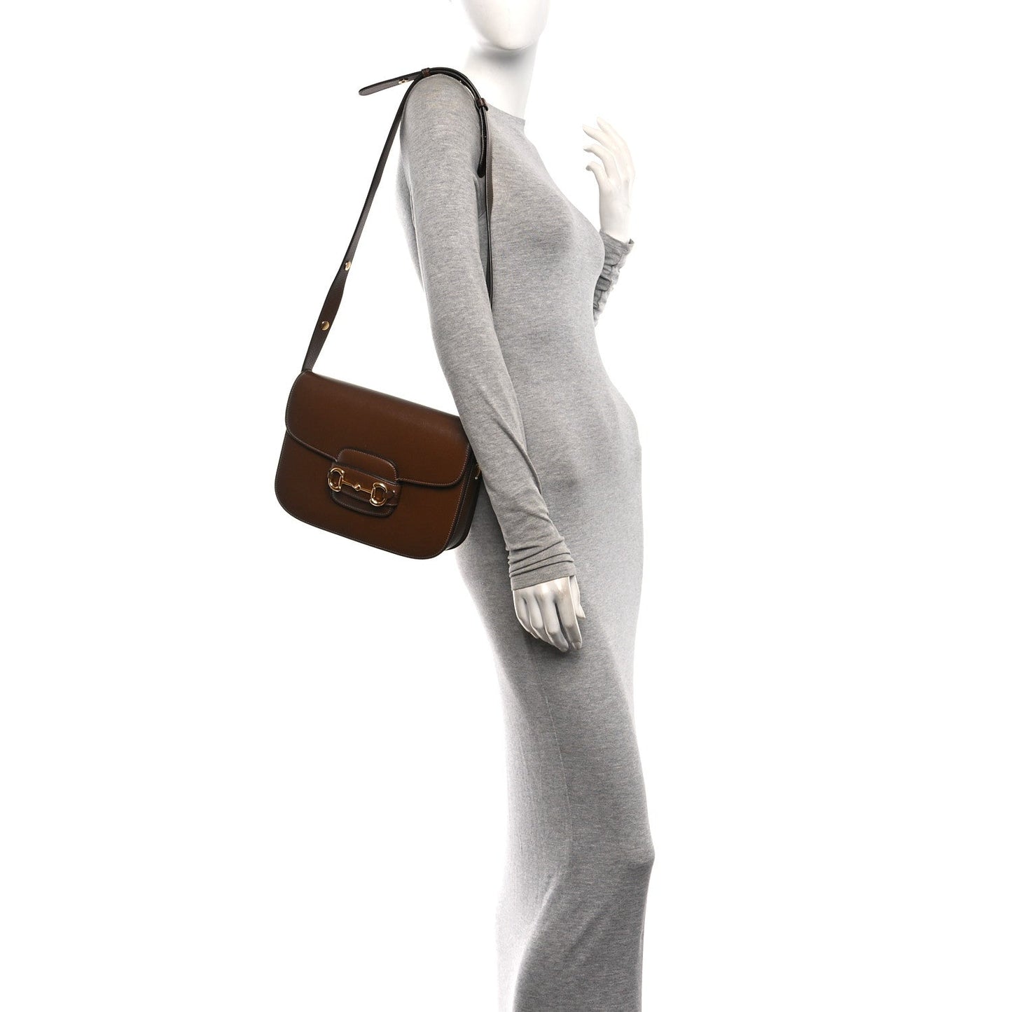 Azalea Calfskin Horsebit 1955 Shoulder Bag Brown Sugar