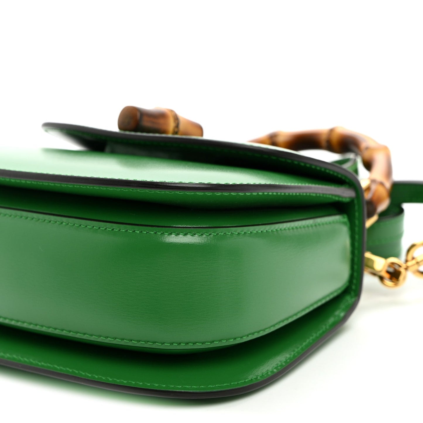 Boarded Dyana Lux Calfskin Web Small Bamboo 1947 Top Handle Bag Spring Green