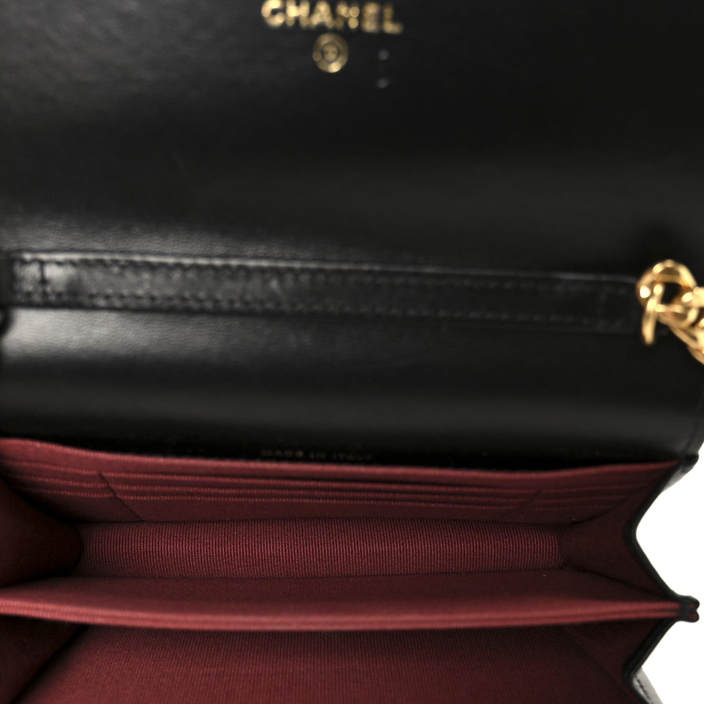 Lambskin Quilted CC Pearl Enamel Clutch on Chain WOC Black