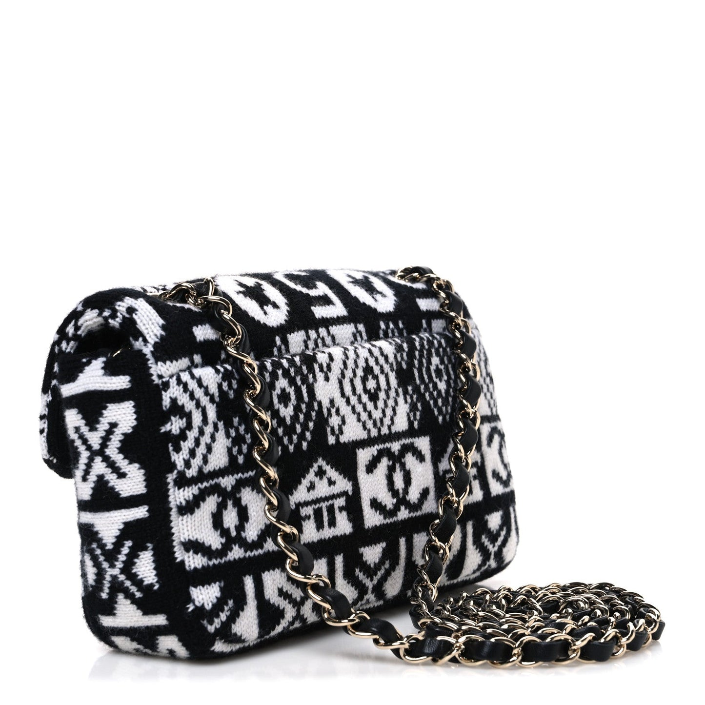 Cashmere Knit Coco Neige Flap Black White