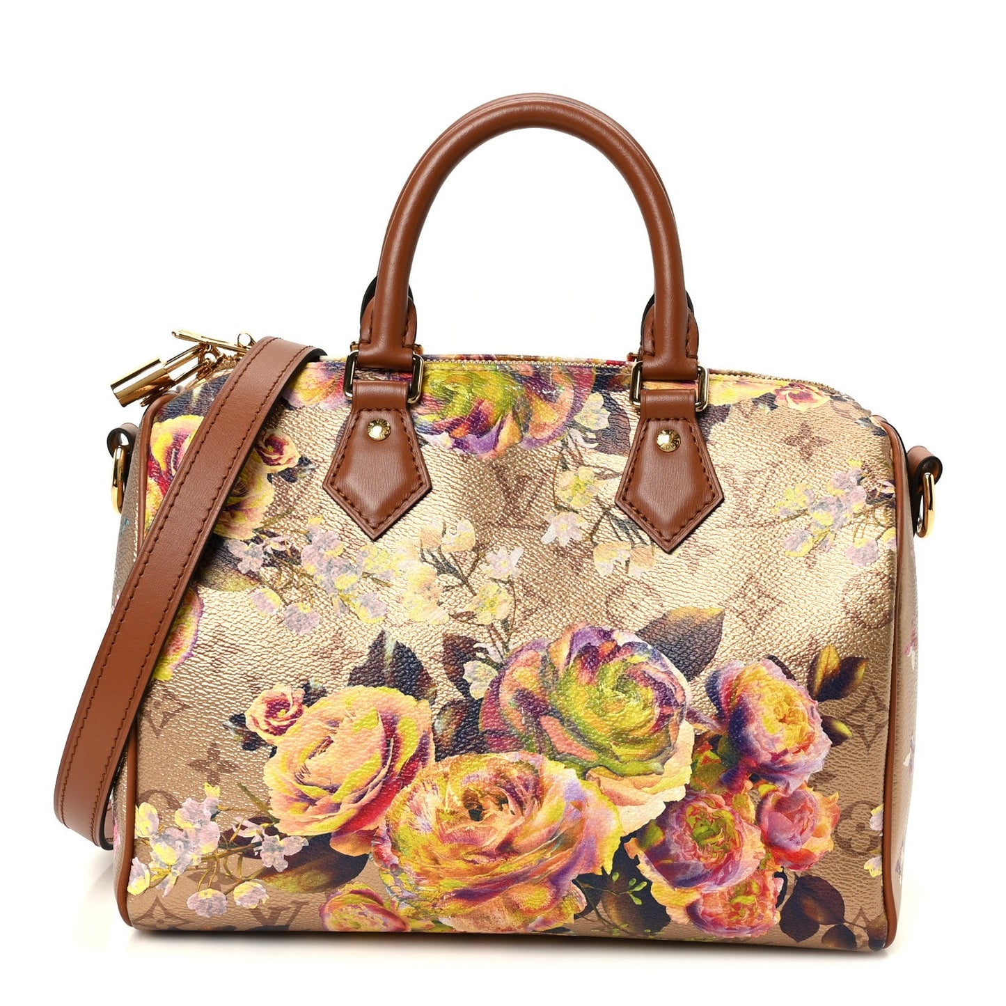Metallic Monogram LV Garden Speedy Bandouliere 25 Gold
