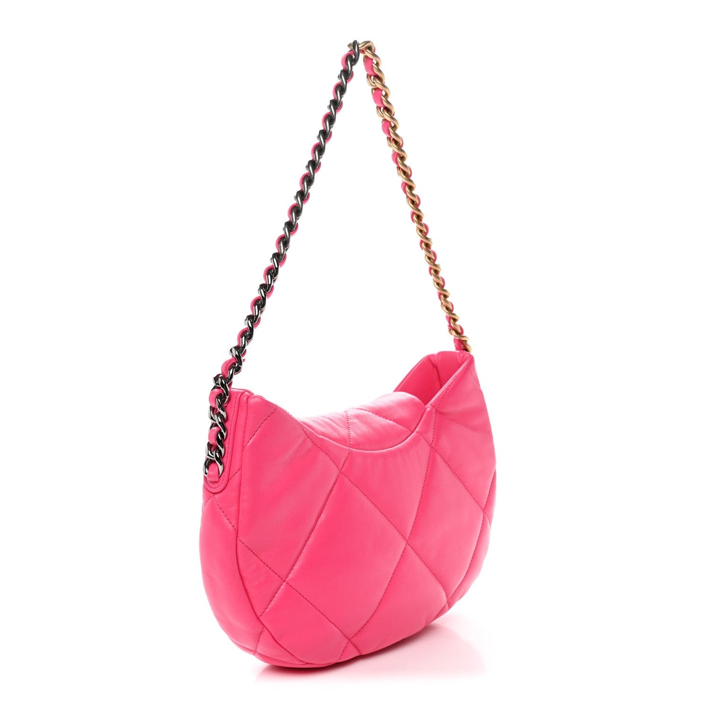 Lambskin Quilted Chanel 19 Hobo Fuchsia