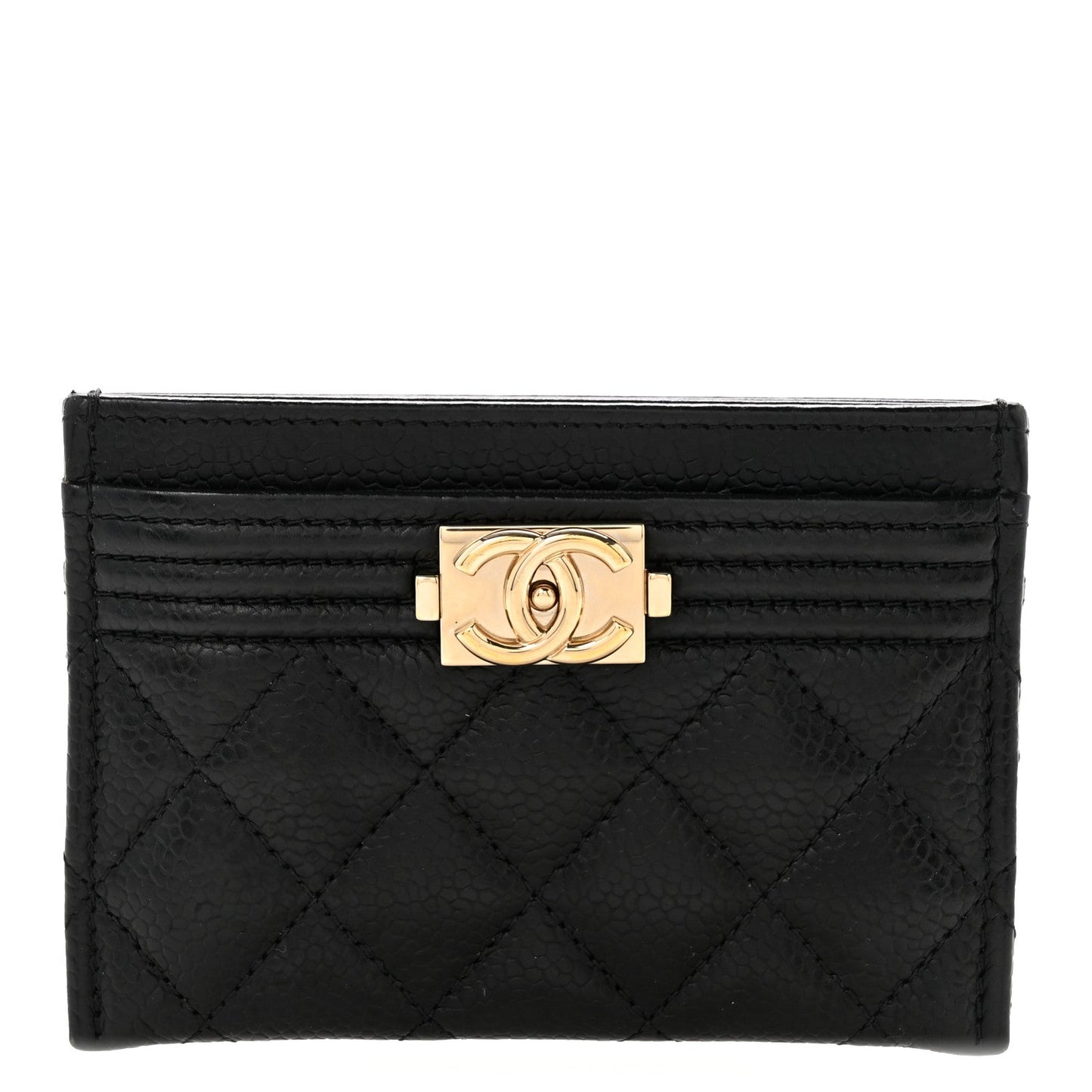 Caviar Quilted Boy Card Holder Black