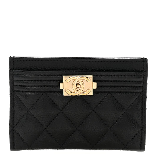 Caviar Quilted Boy Card Holder Black
