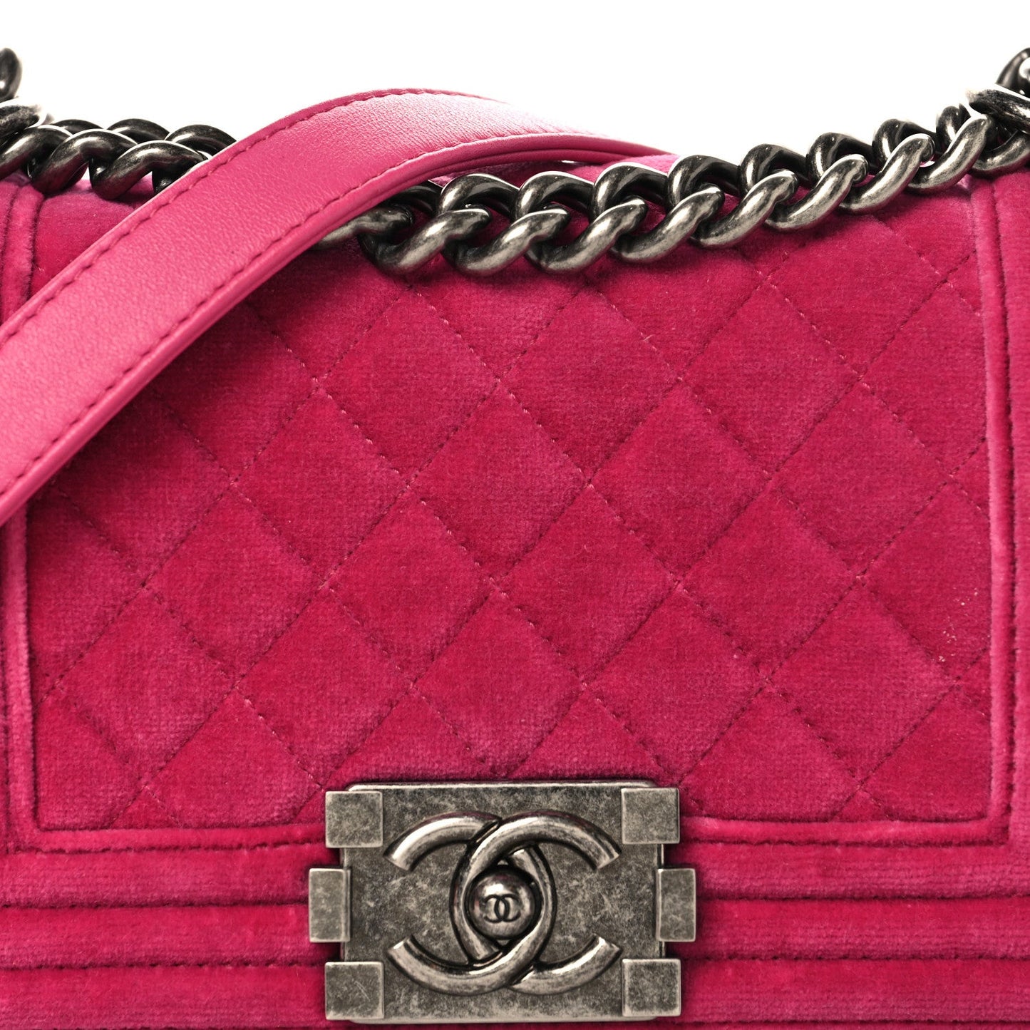 Velvet Quilted Small Boy Flap Pink