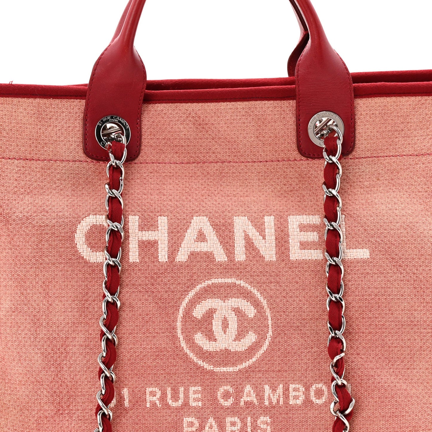 Canvas Medium Deauville Tote Red