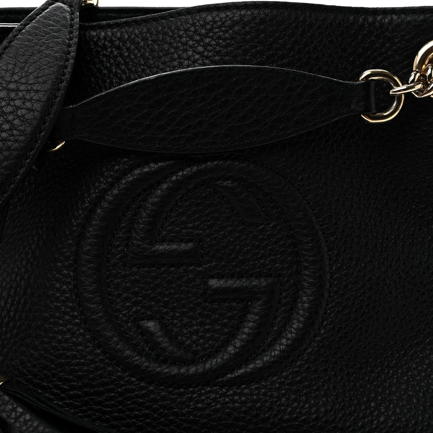 Pebbled Calfskin Small Soho Chain Shoulder Bag Black