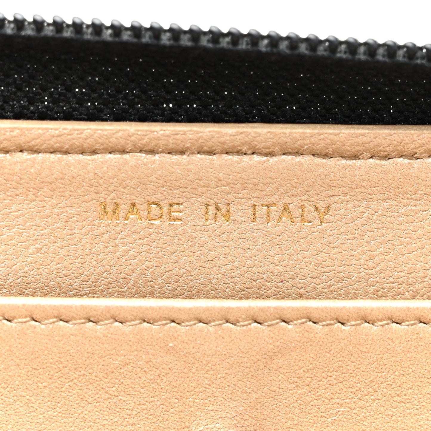 Lambskin Camellia Embossed Large Zip Around Gusset Wallet Black