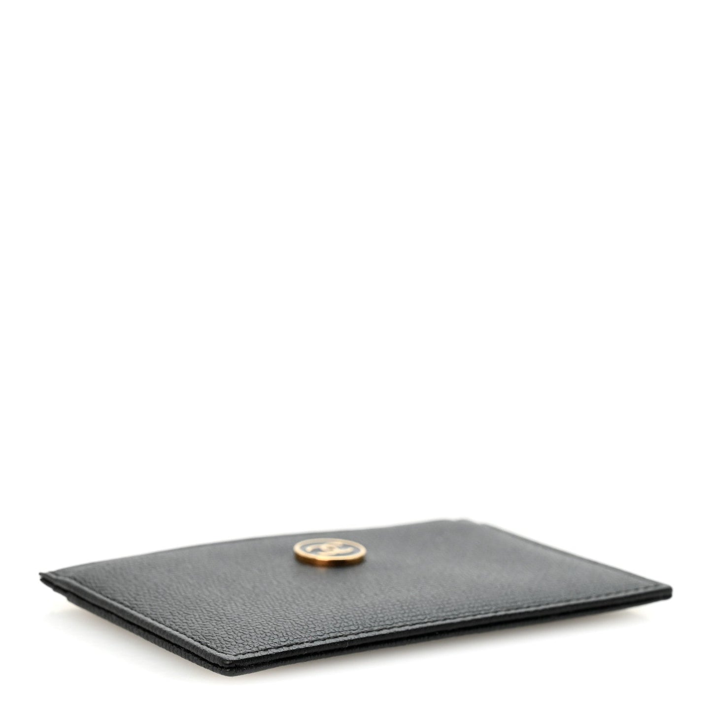 Calfskin Coco Button Card Holder Black
