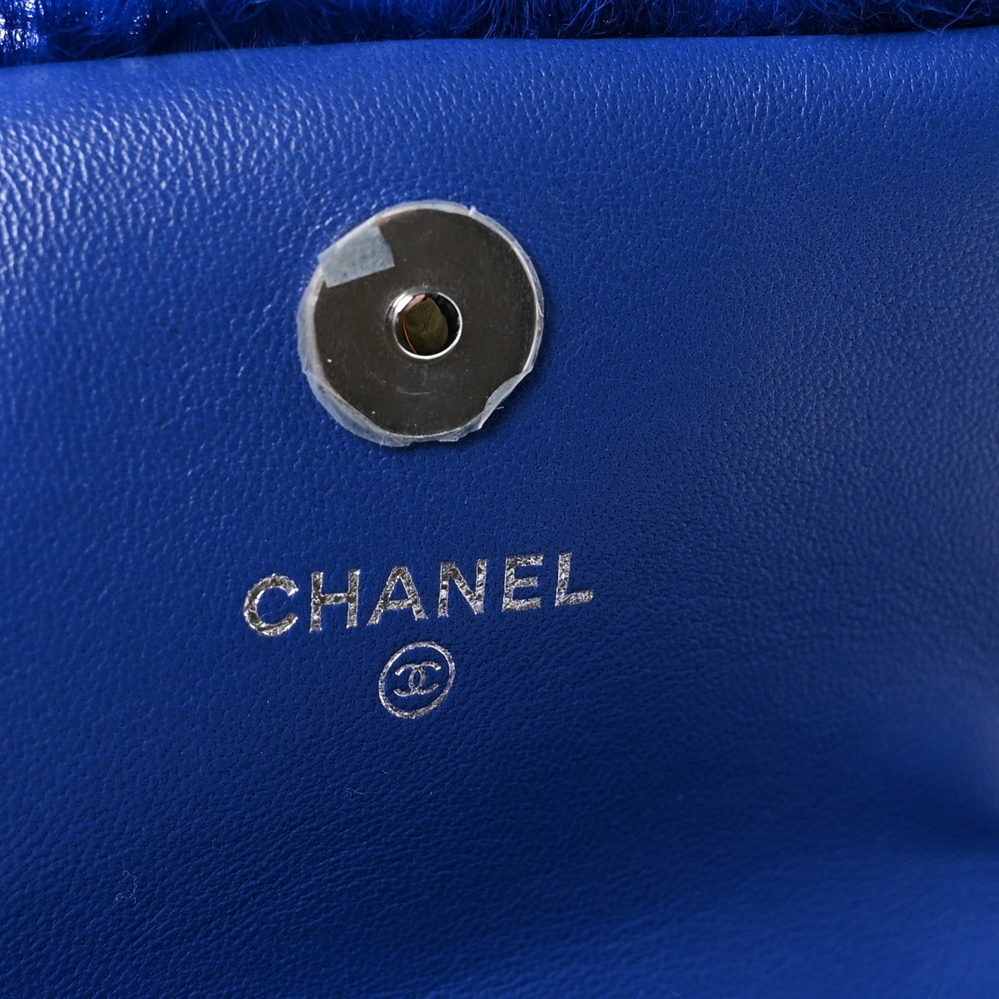 Shearling Lambskin CC Hook Card Holder Blue
