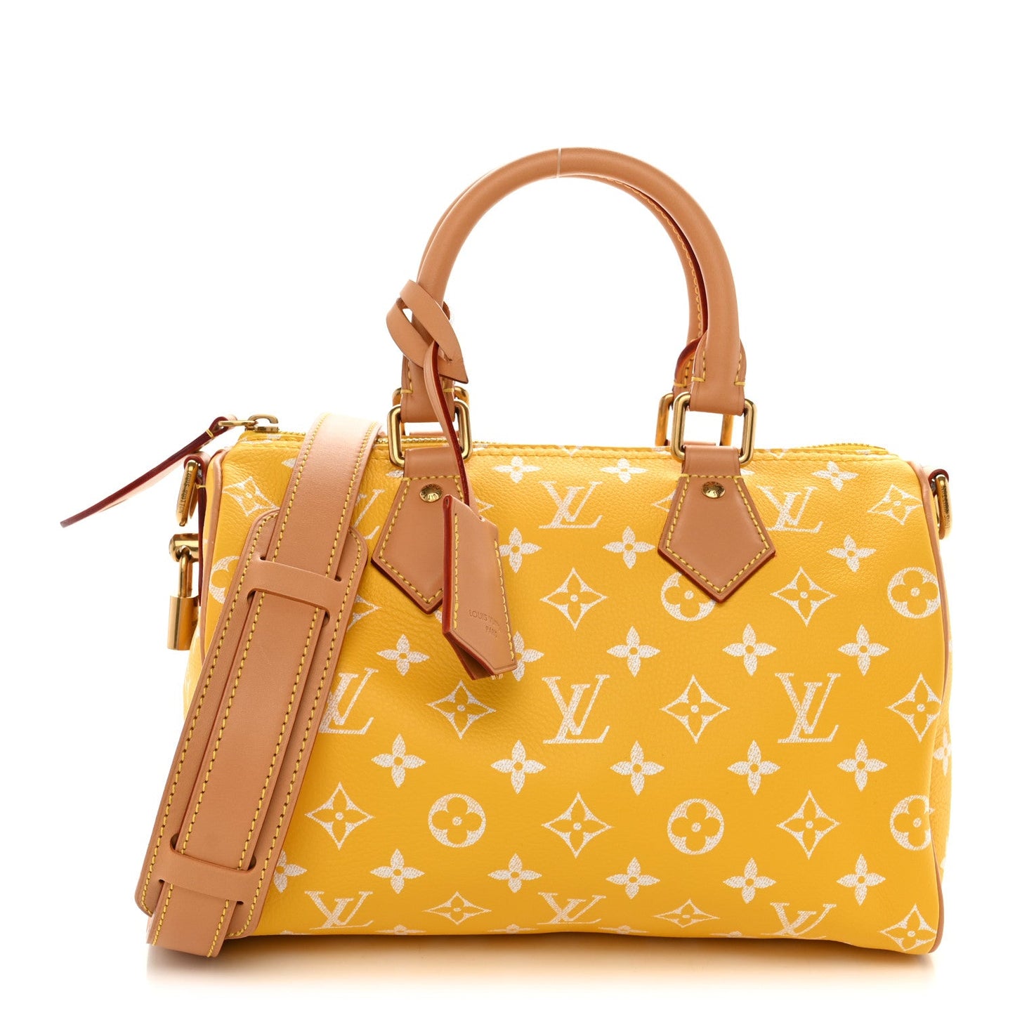 Calfskin Monogram Speedy P9 Bandouliere 25 Jaune Mat