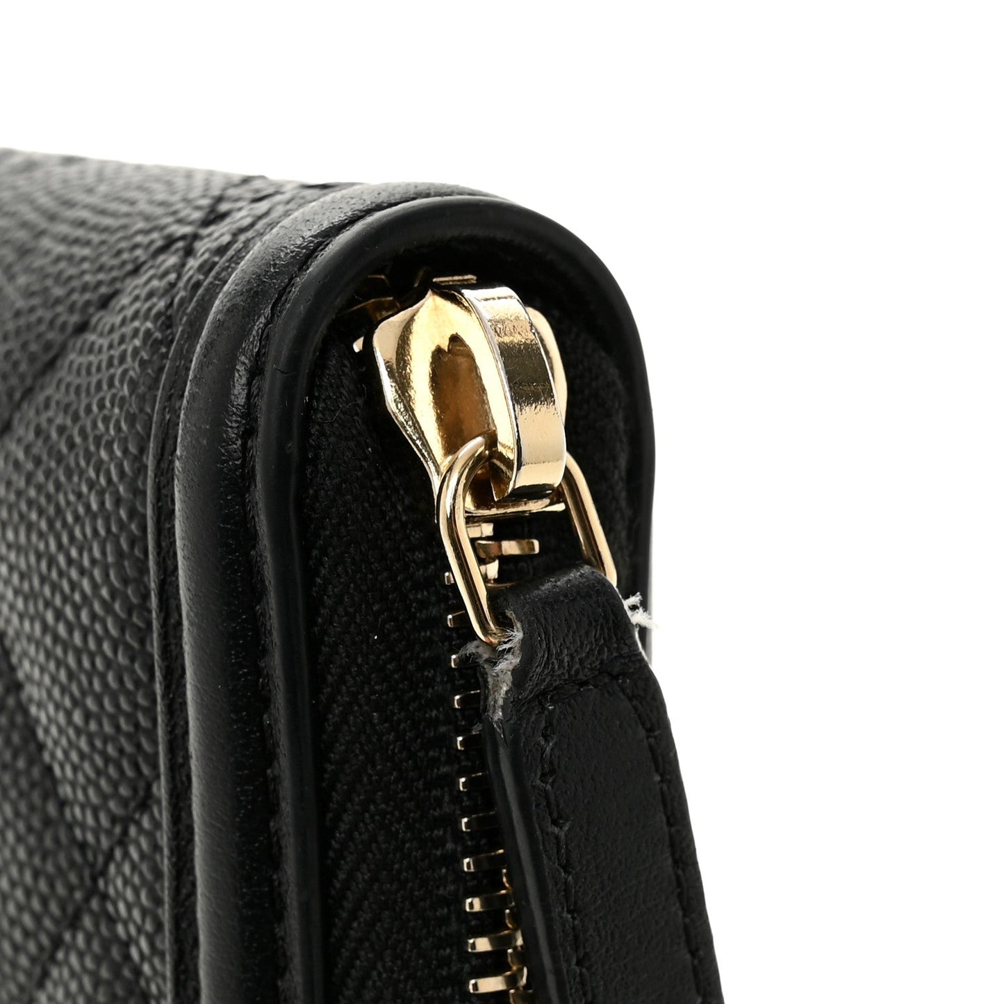 Caviar Quilted Filigree Zip Around Wallet Black