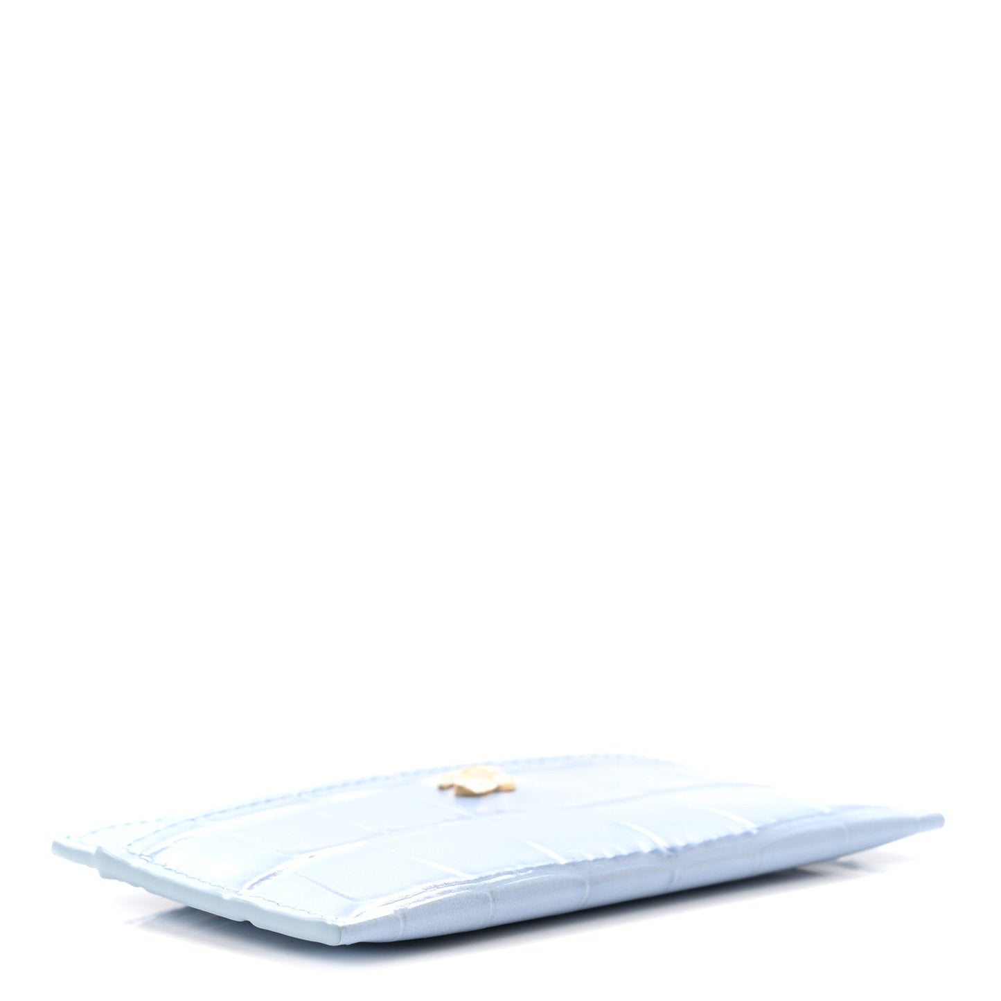 Calfskin Crocodile Embossed Crococo Card Holder Light Blue