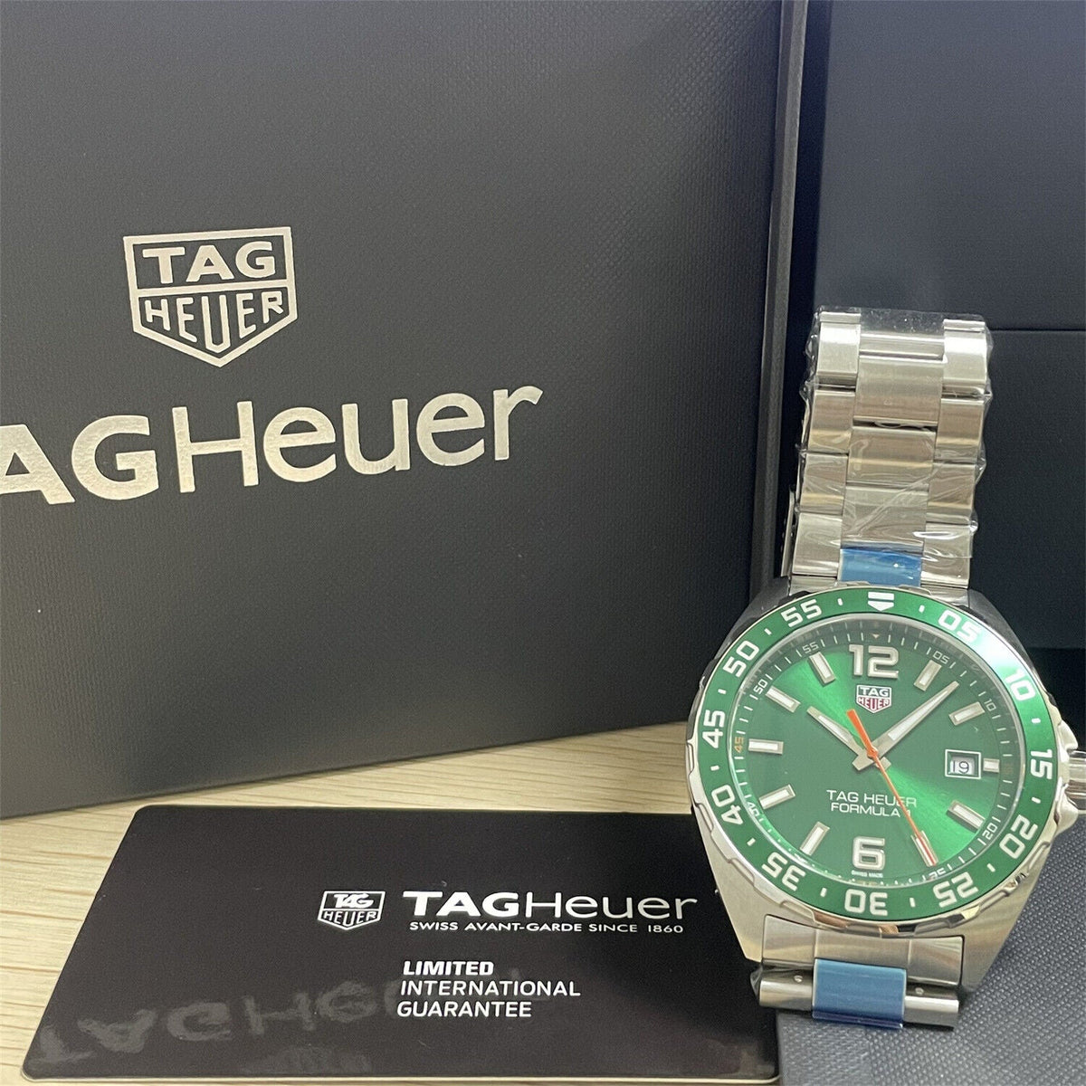 Tag Heuer Formula 1 Quartz Green Dial Silver Steel Strap Watch for Men - WAZ1017.BA0842