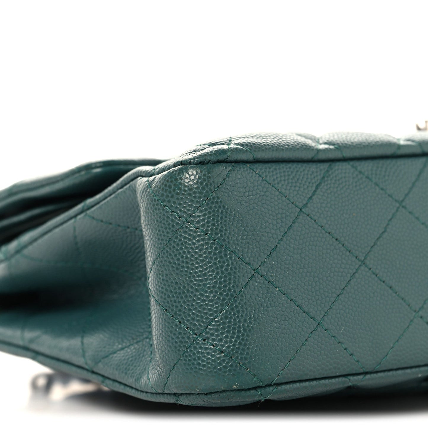 Caviar Quilted Medium Double Flap Green