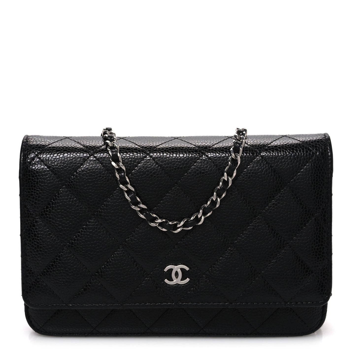 Caviar Quilted Wallet on Chain WOC Black