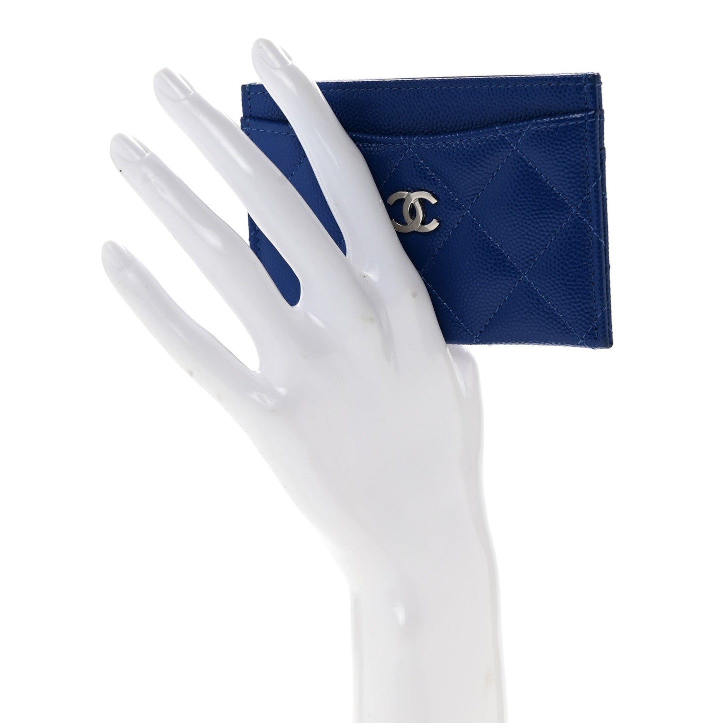 Caviar Quilted Card Holder Blue