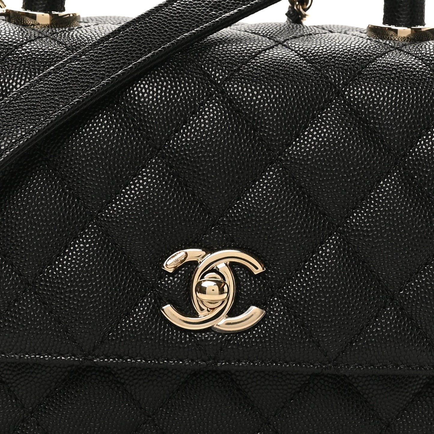 Caviar Quilted Mini Coco Handle Flap Black Black