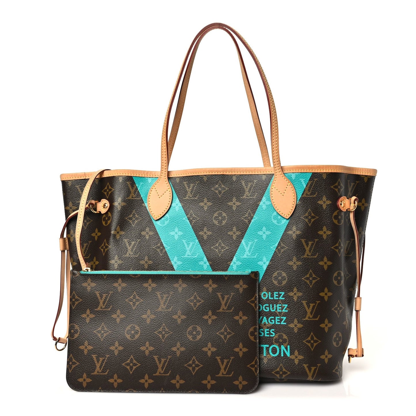 Monogram V Neverfull MM Turquoise