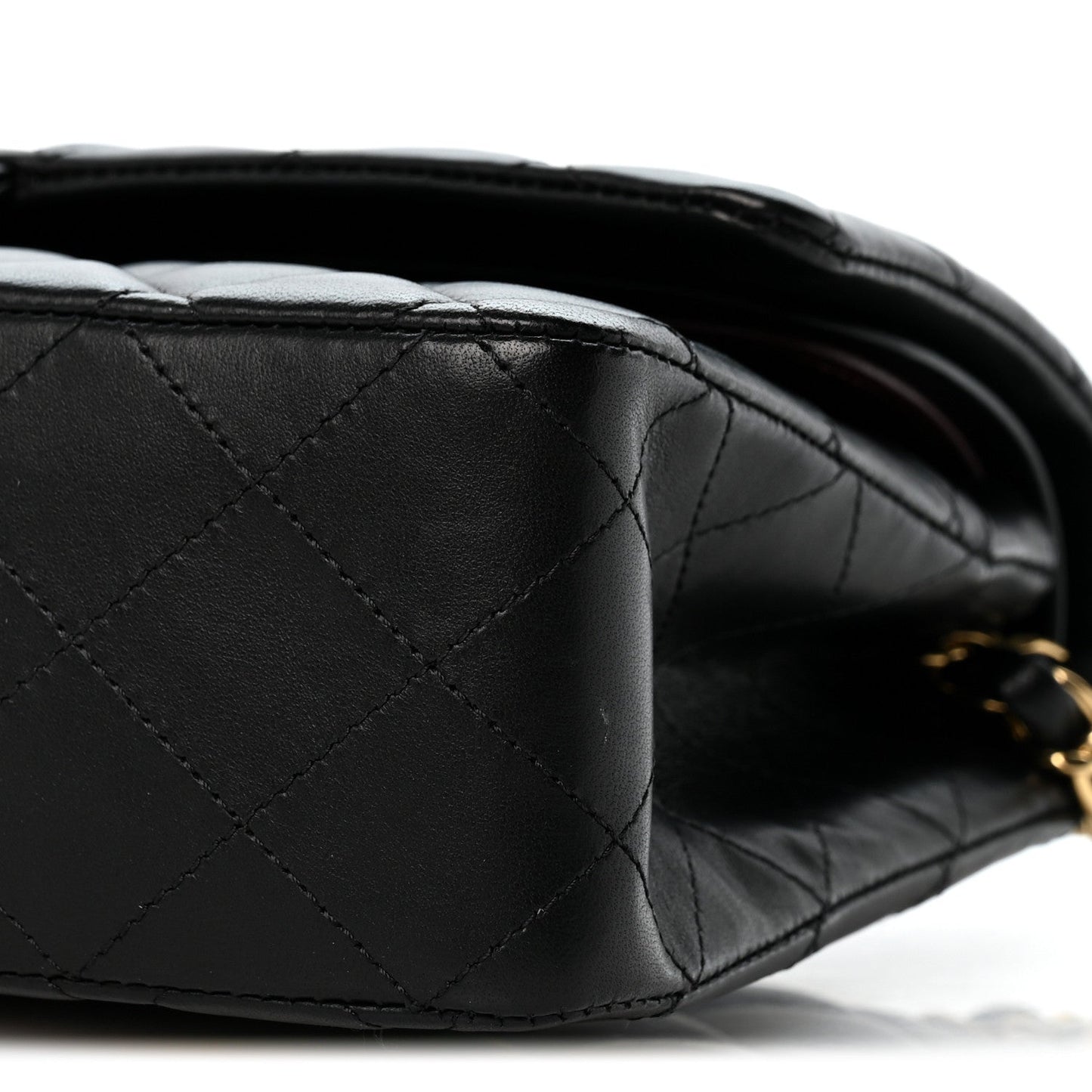 Lambskin Quilted Medium Double Flap Black