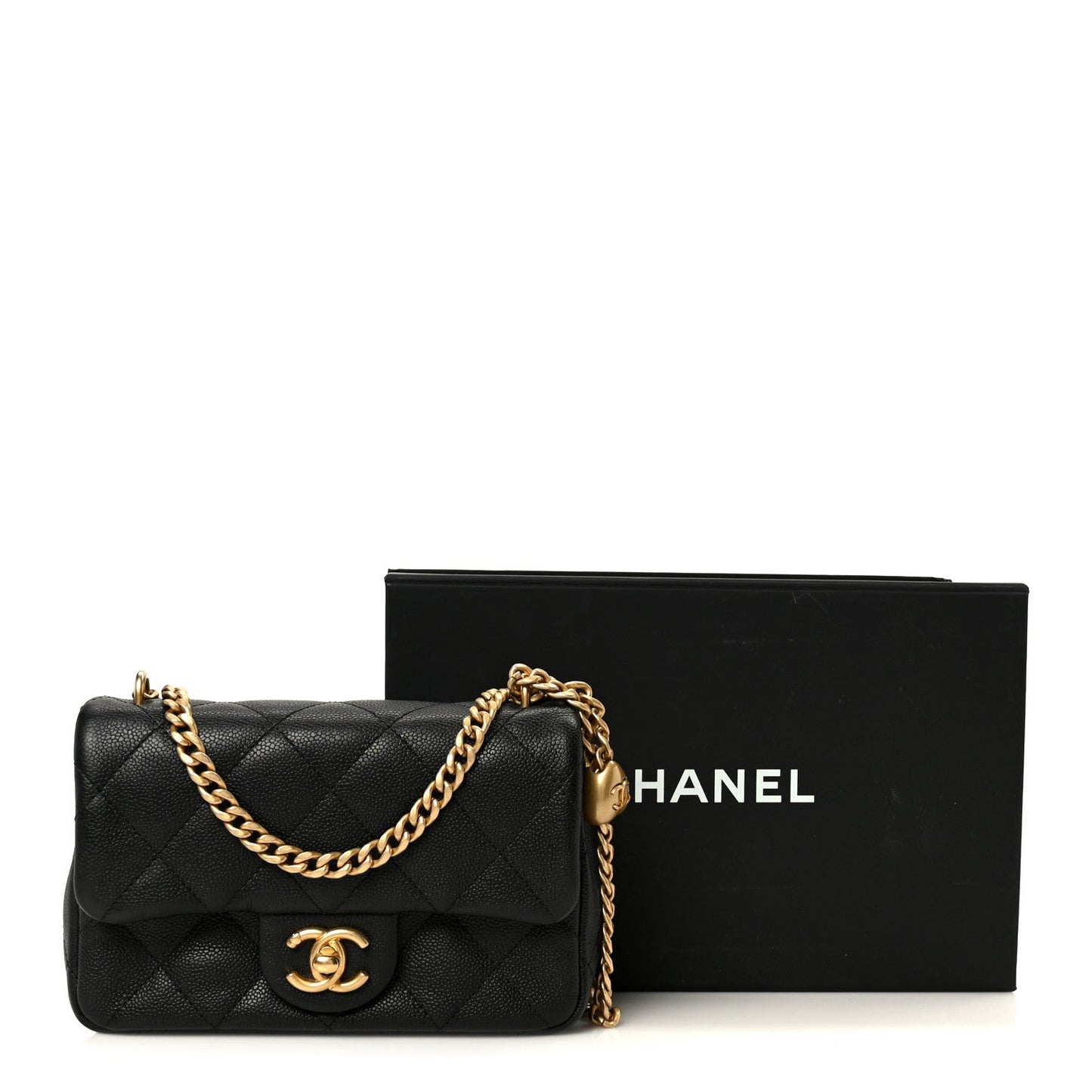Caviar Quilted Mini Sweetheart Rectangular Flap Black