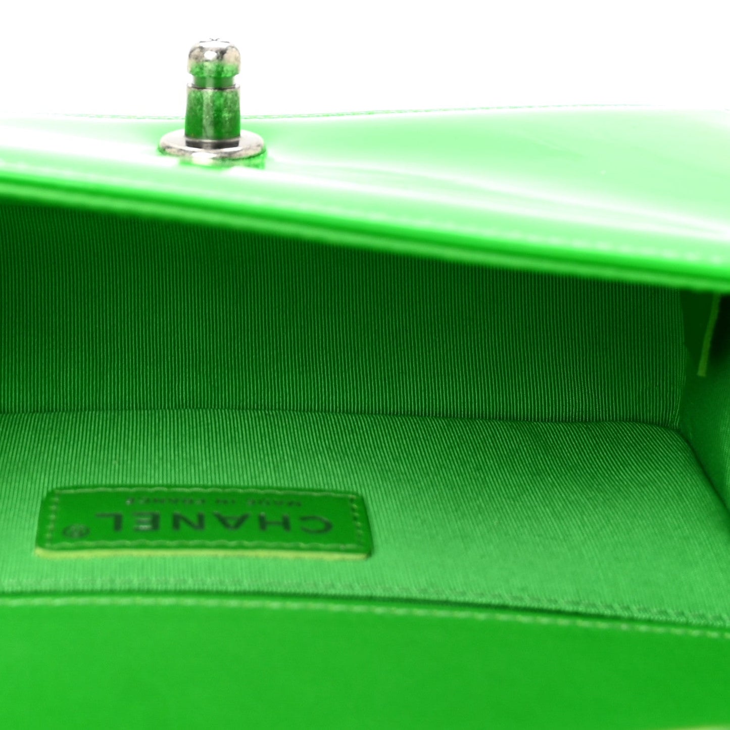 Patent Quilted Small Boy Flap Green
