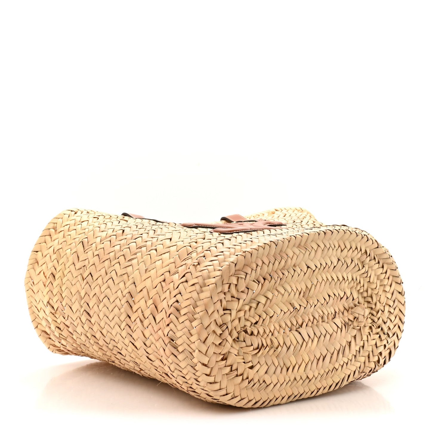 Raffia Calfskin Triomphe Medium Panier Tan
