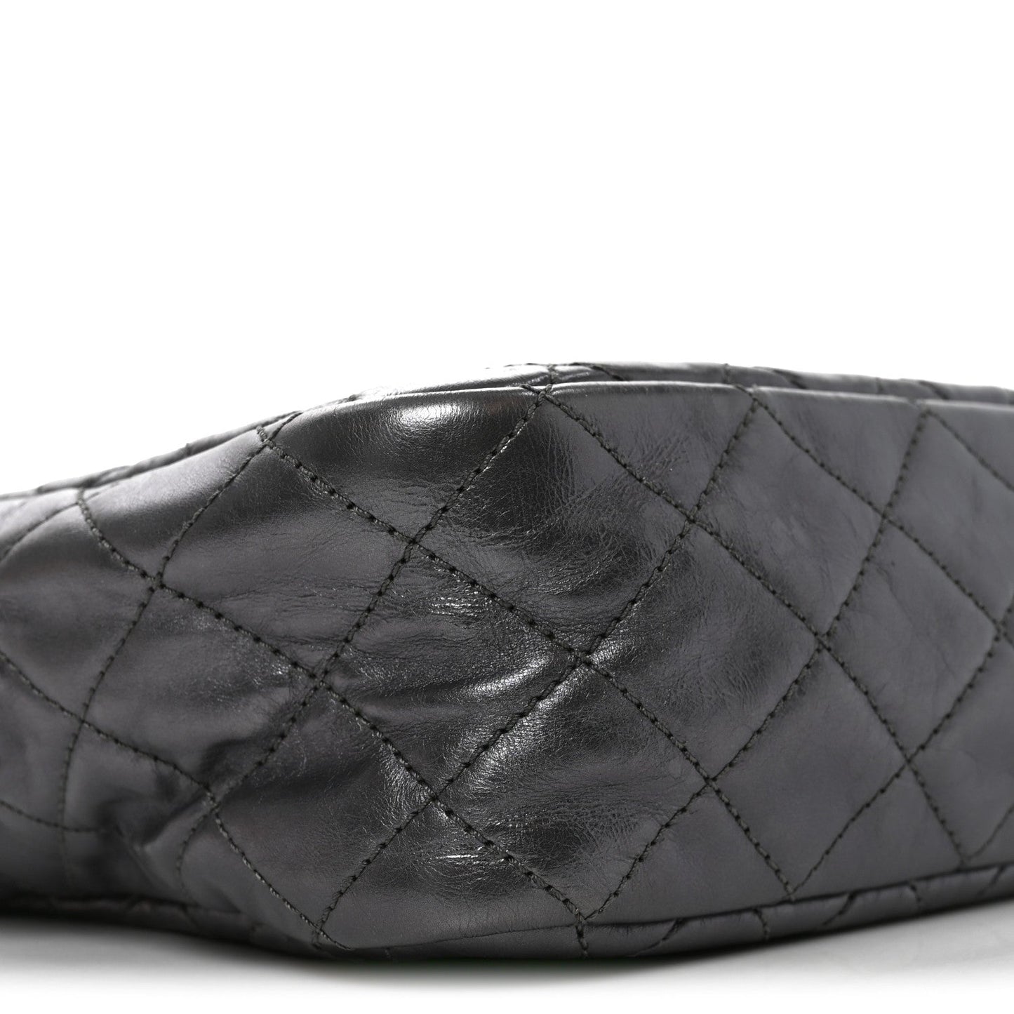 Metallic Aged Calfskin Quilted Medium Reissue Camera Case Dark Silver