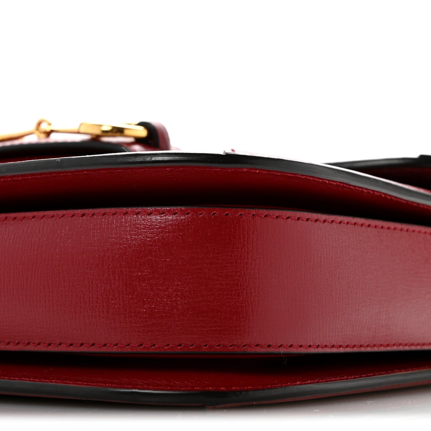 GG Supreme Monogram Azalea Calfskin Horsebit 1955 Shoulder Bag Beige Ebony New Cherry Red