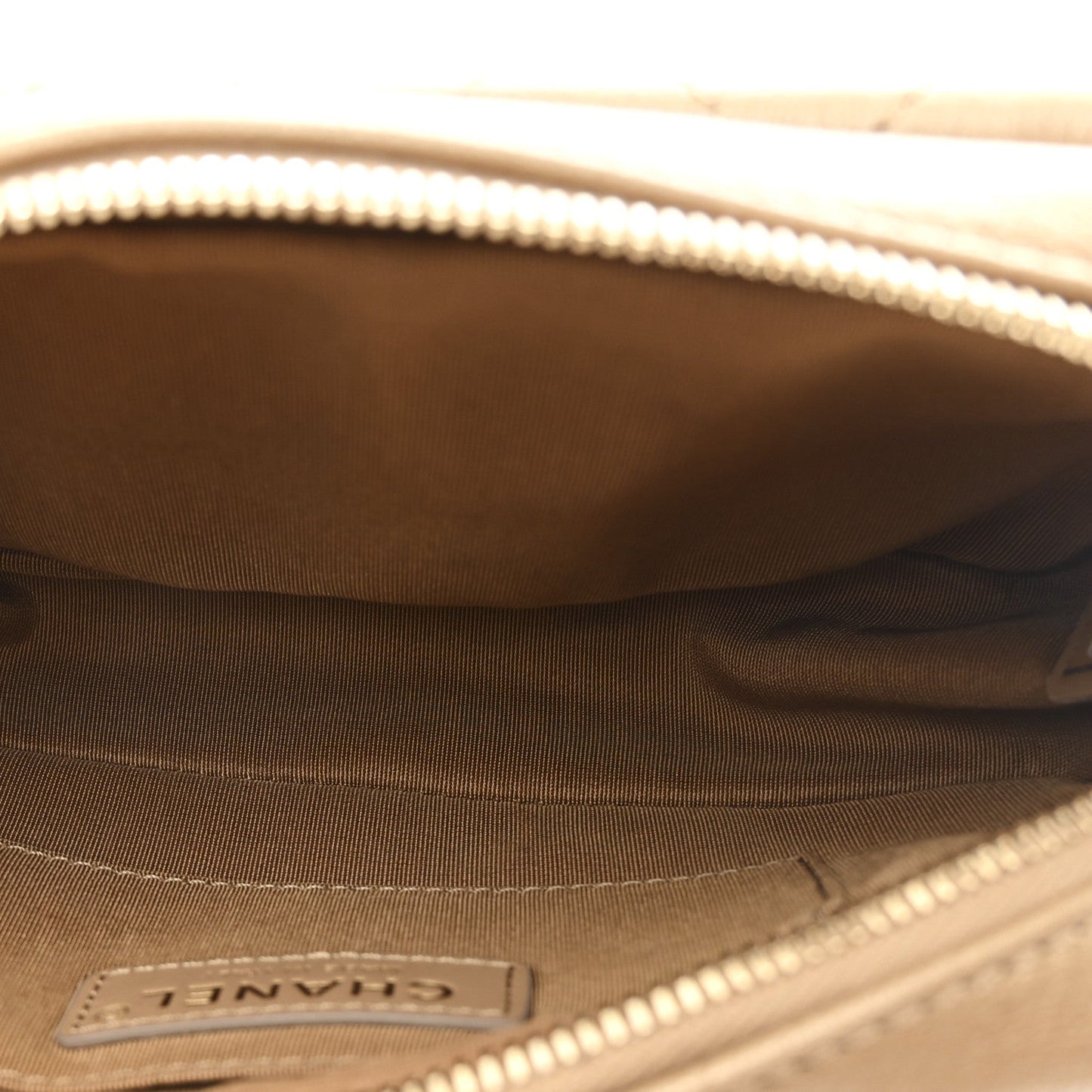 Metallic Calfskin Quilted Waist Bag Gold