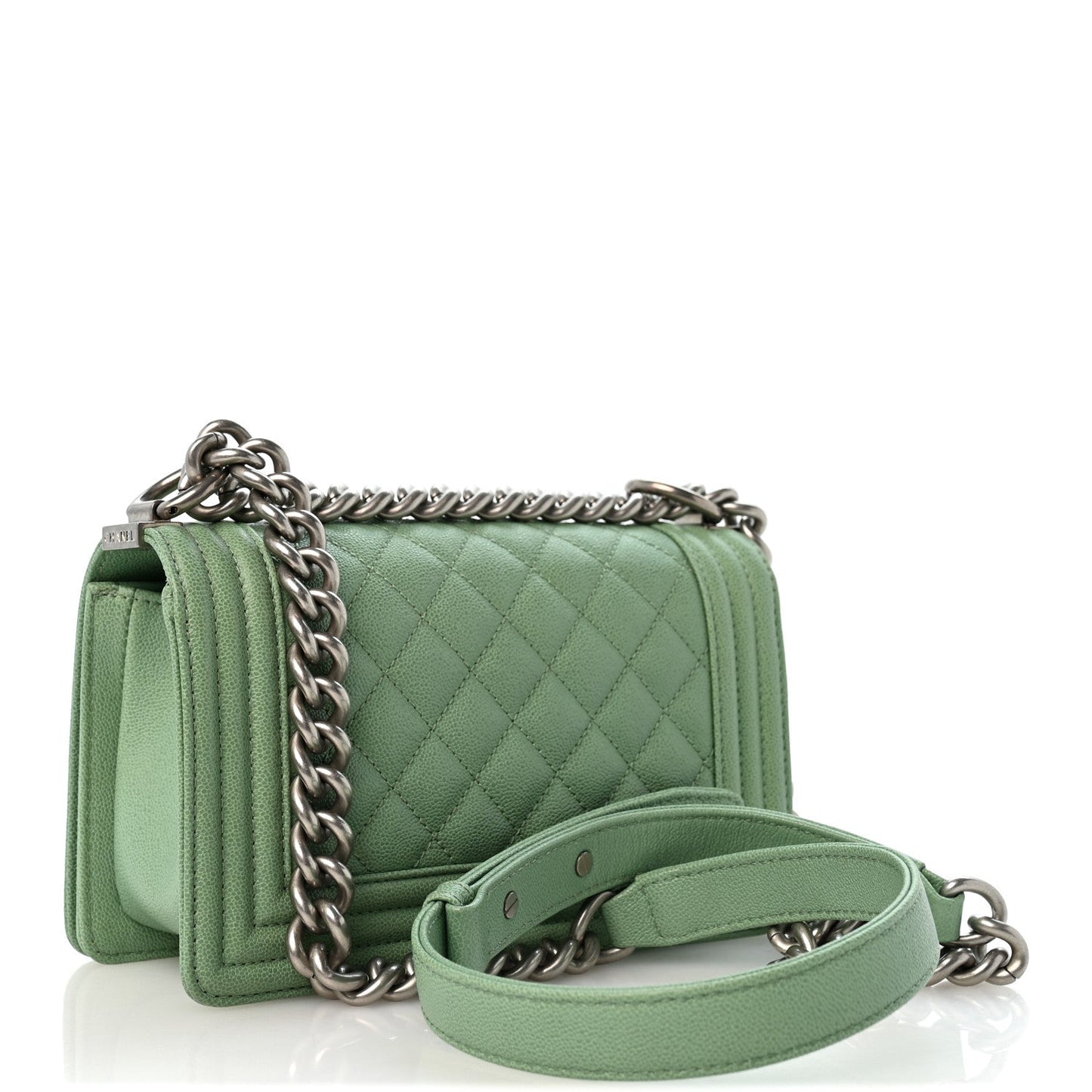 Caviar Quilted Small Boy Flap Green