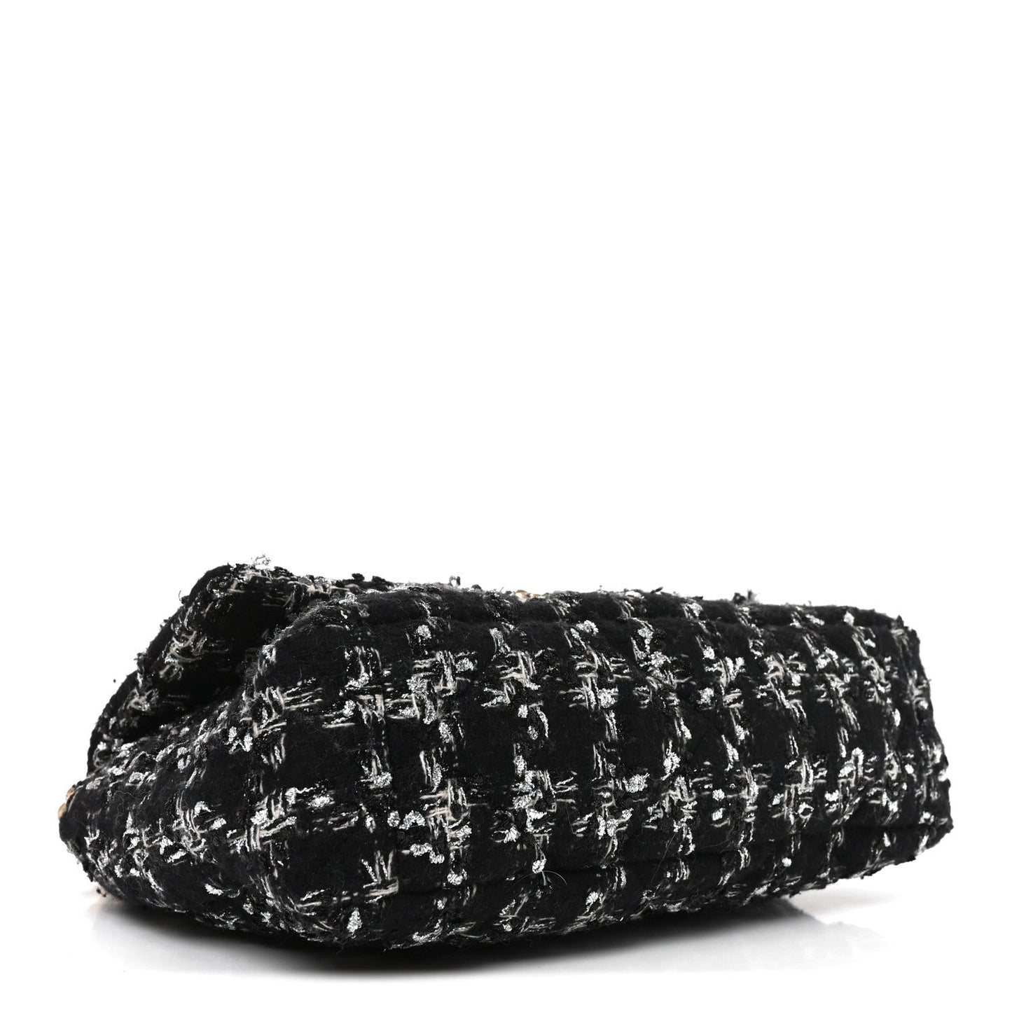 Tweed Quilted Large Chanel 19 Flap Black Silver Ecru