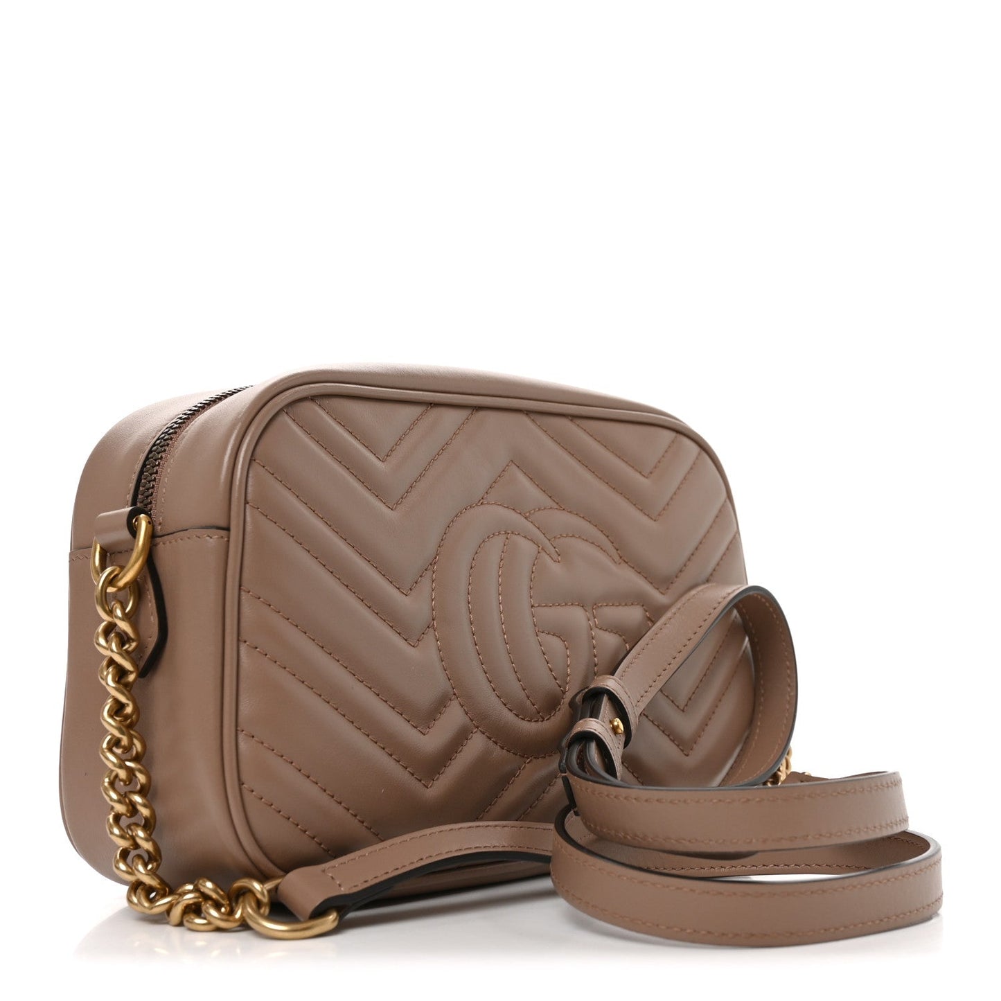 Calfskin Matelasse Small GG Marmont Chain Shoulder Bag Porcelain Rose