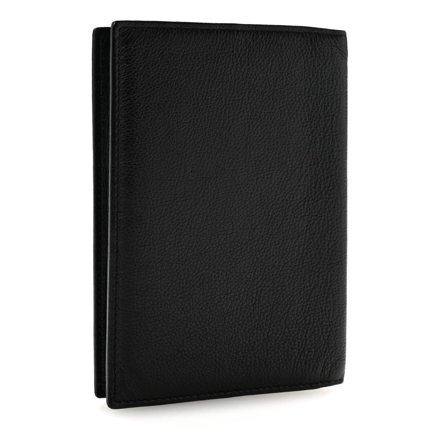 Grained Calfskin CC Passport Holder Wallet Black