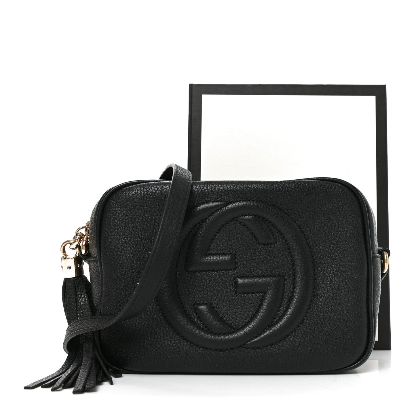Pebbled Calfskin Small Soho Disco Bag Black