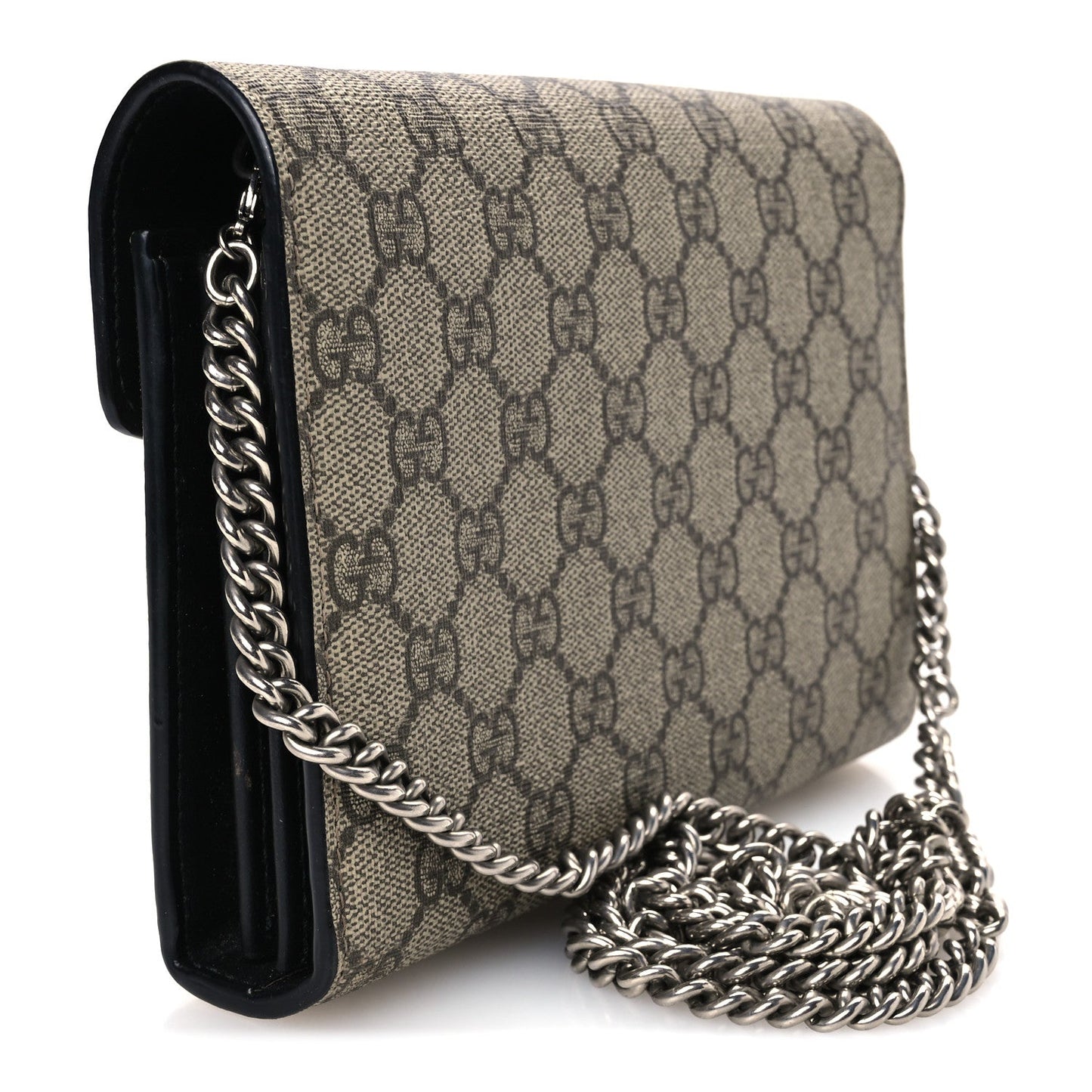 GG Supreme Monogram Mini Dionysus Chain Wallet Beige Black