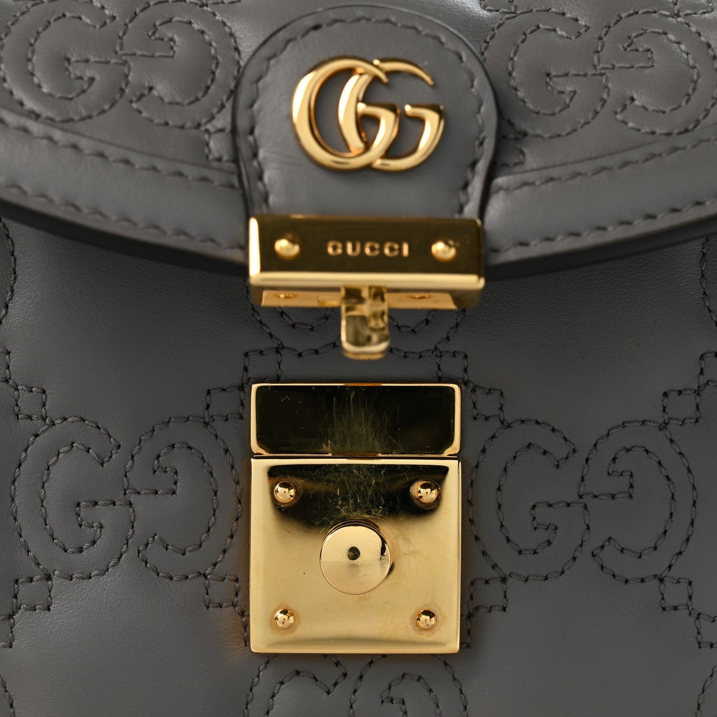Calfskin GG Matelasse Mini Top Handle Shoulder Bag Grey