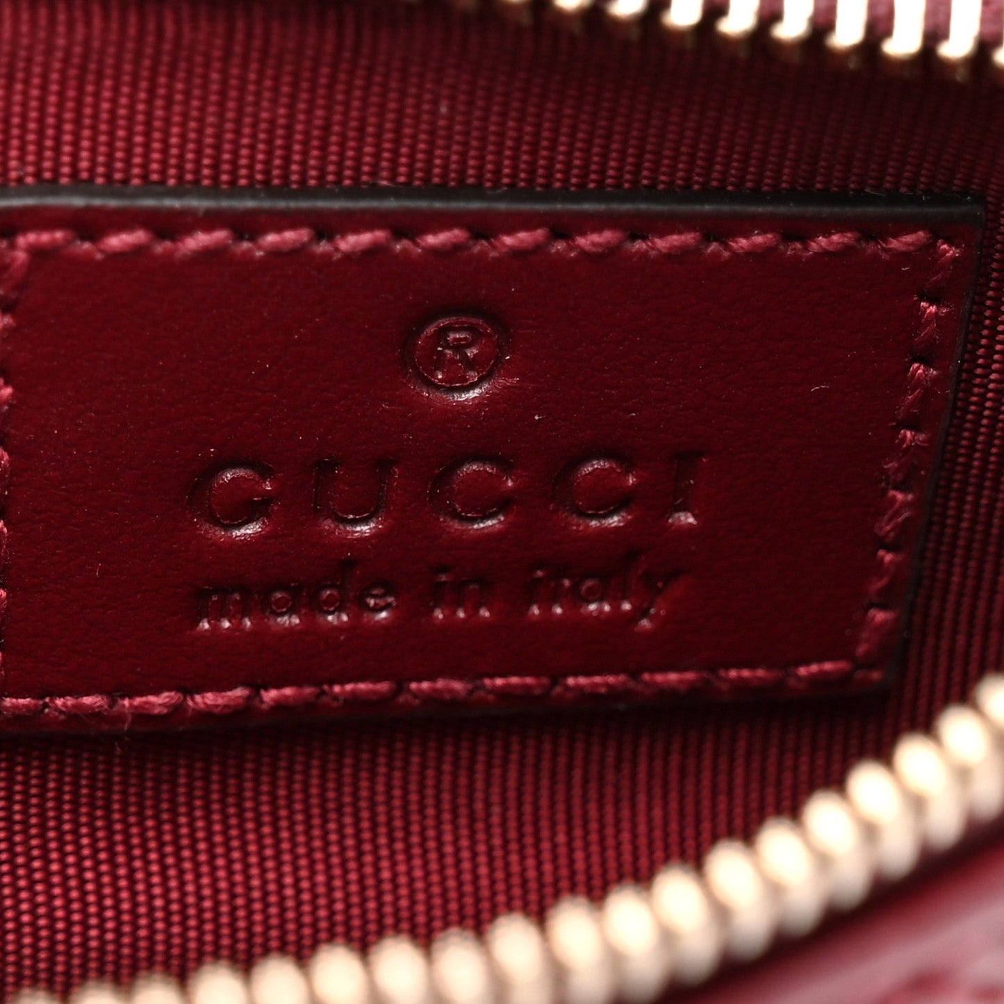 Lambskin Matelasse GG Marmont Zip Key Pouch Rosso Ancora