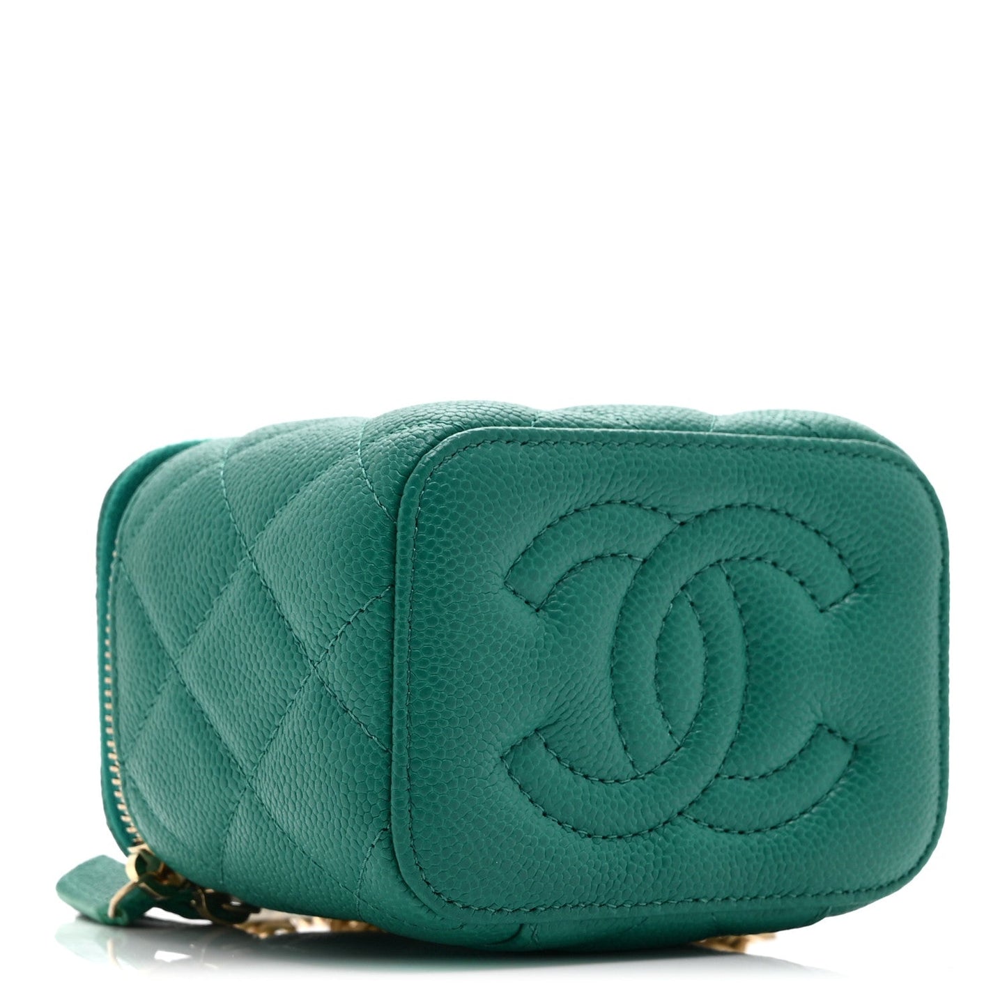 Caviar Quilted Sweetheart Mini Vanity Case Green