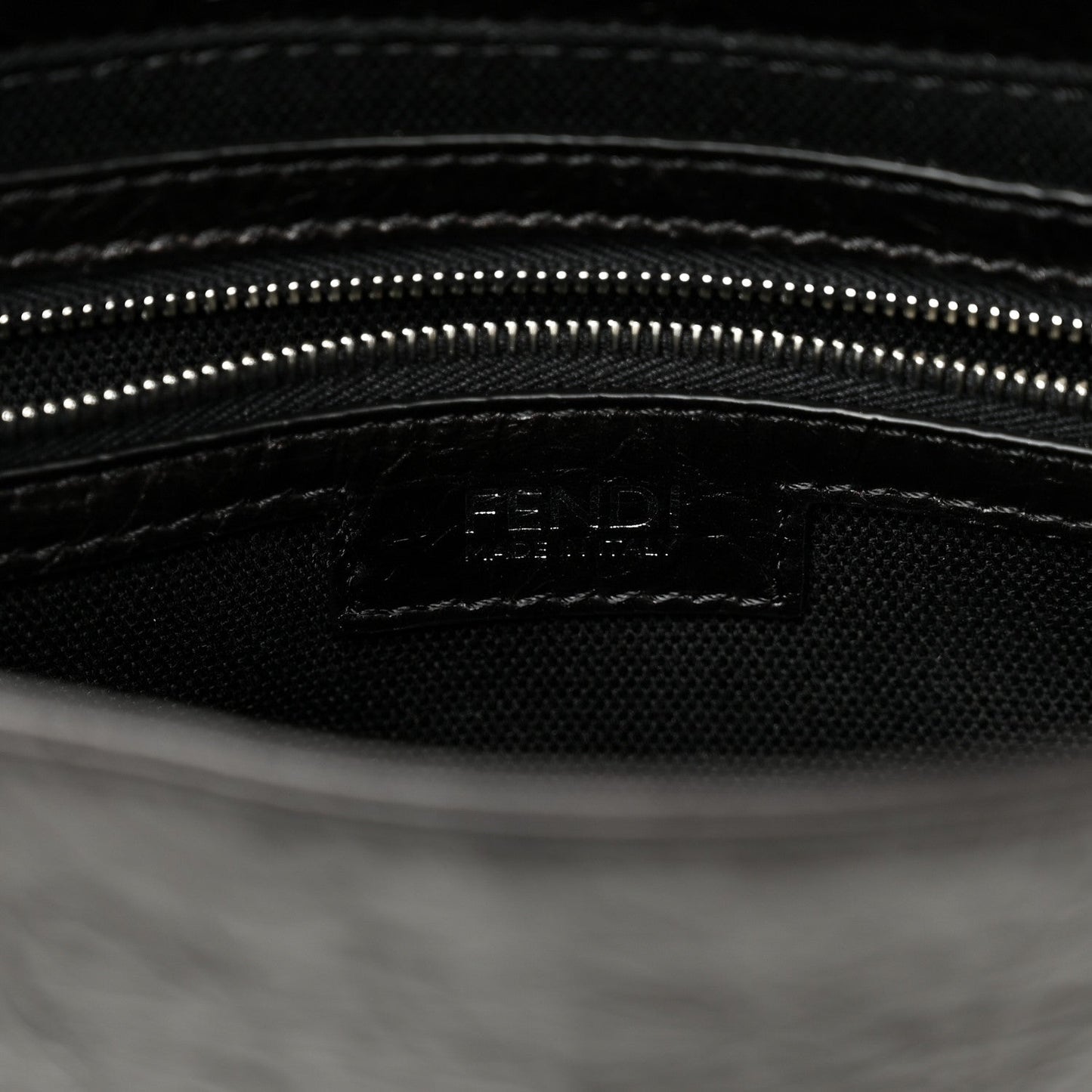 Crackled Calfskin Baguette 26424 Black