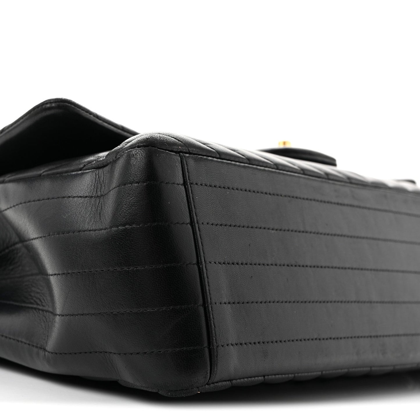 Lambskin Chevron Quilted Maxi Double Flap Black