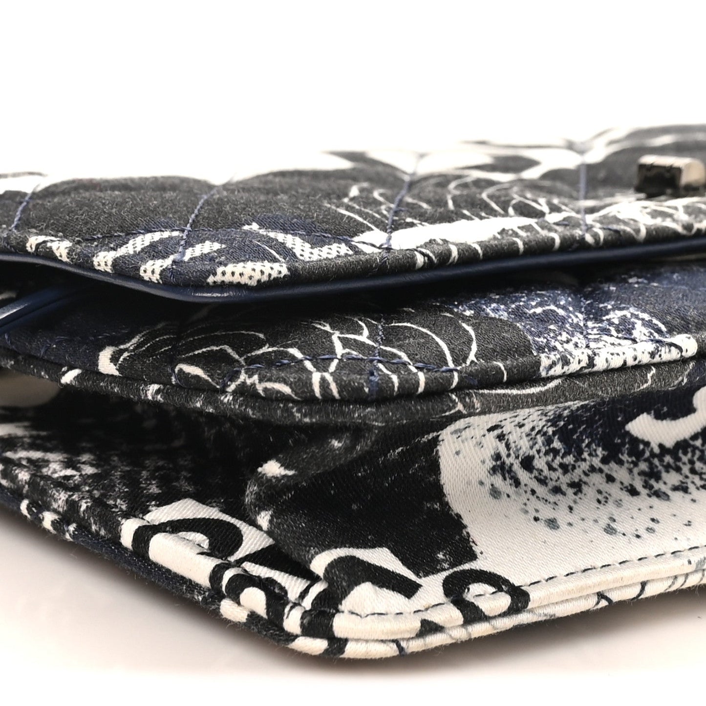 Canvas Printed Quilted 2.55 Reissue Wallet On Chain WOC White Black Navy Blue