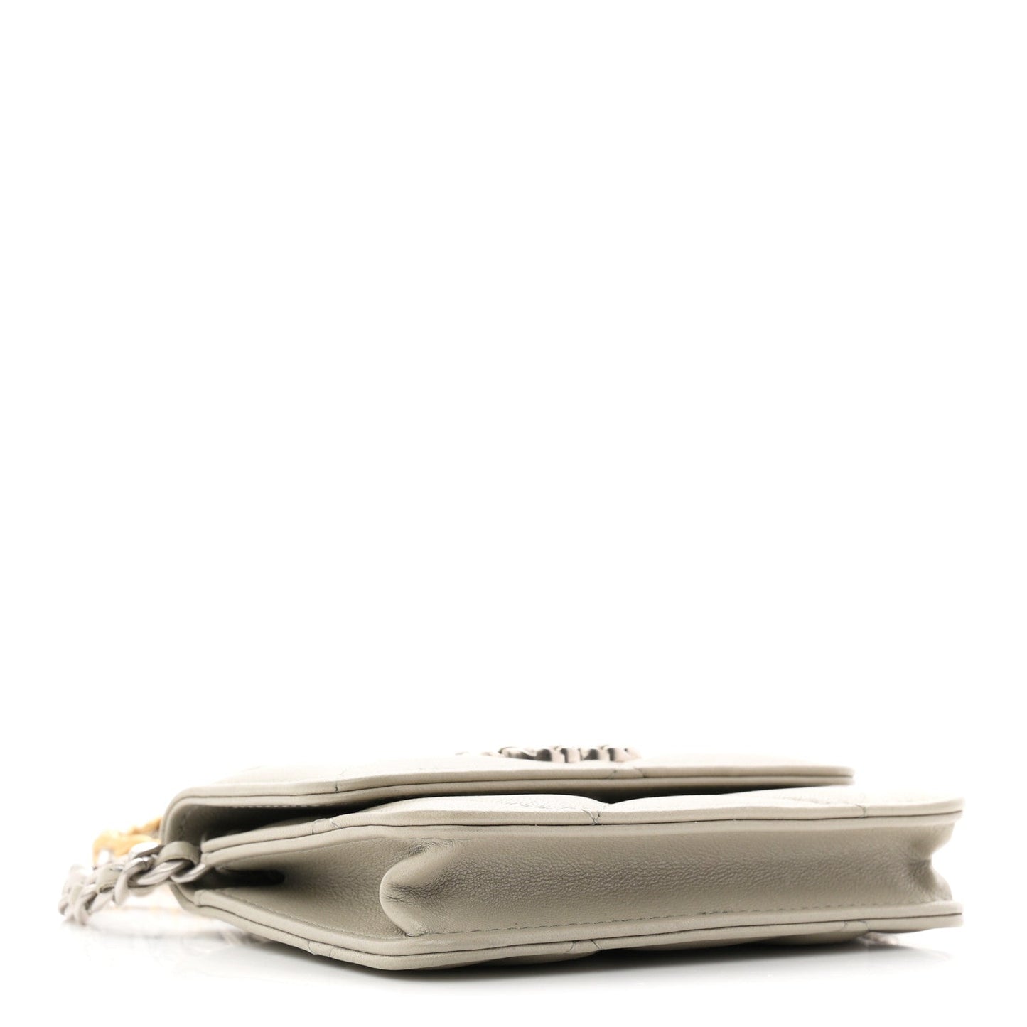 Lambskin Quilted Chanel 19 Flap Coin Purse With Chain Grey