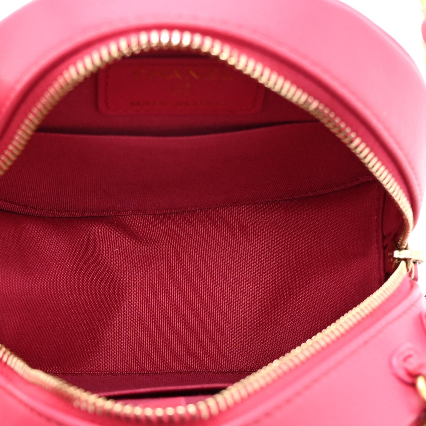 Lambskin Quilted Chanel 19 Round Clutch With Chain Pink