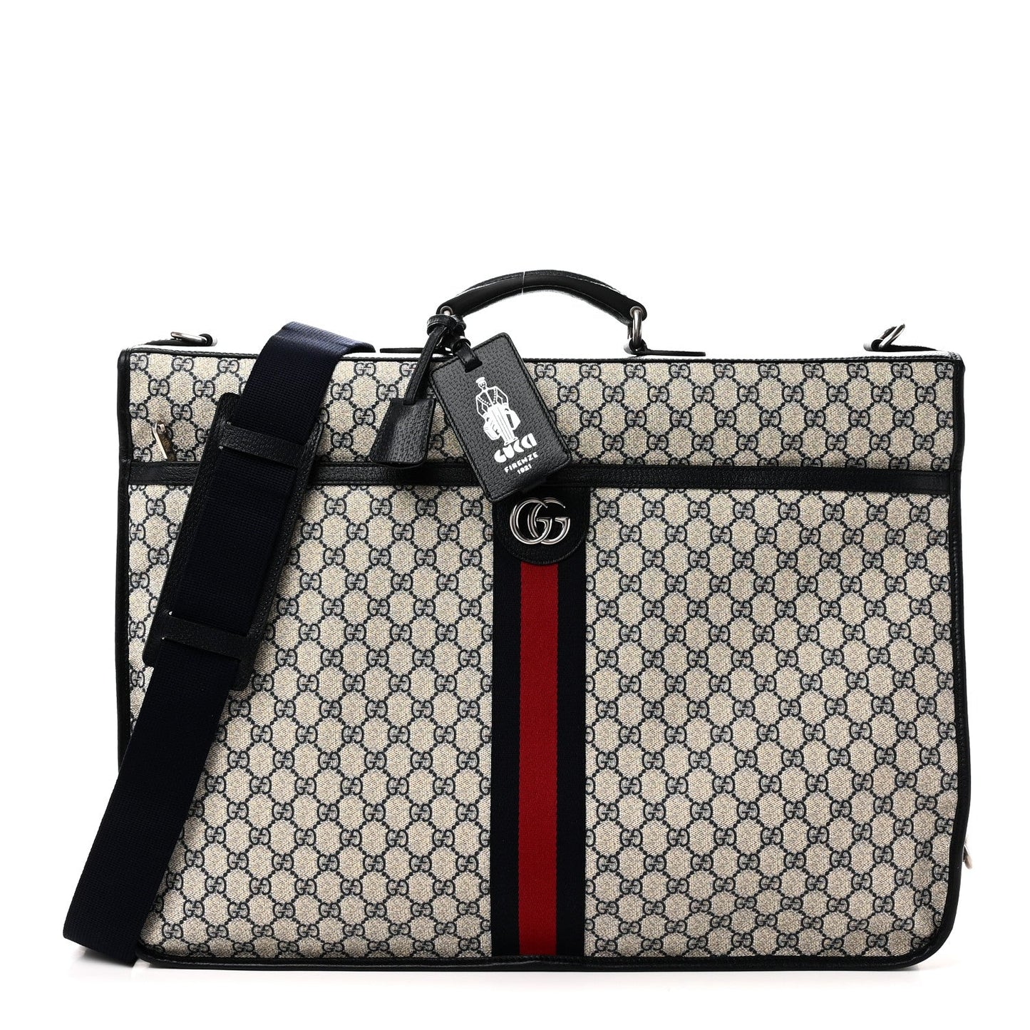 GG Supreme Monogram Web Savoy Garment Bag Beige Blue