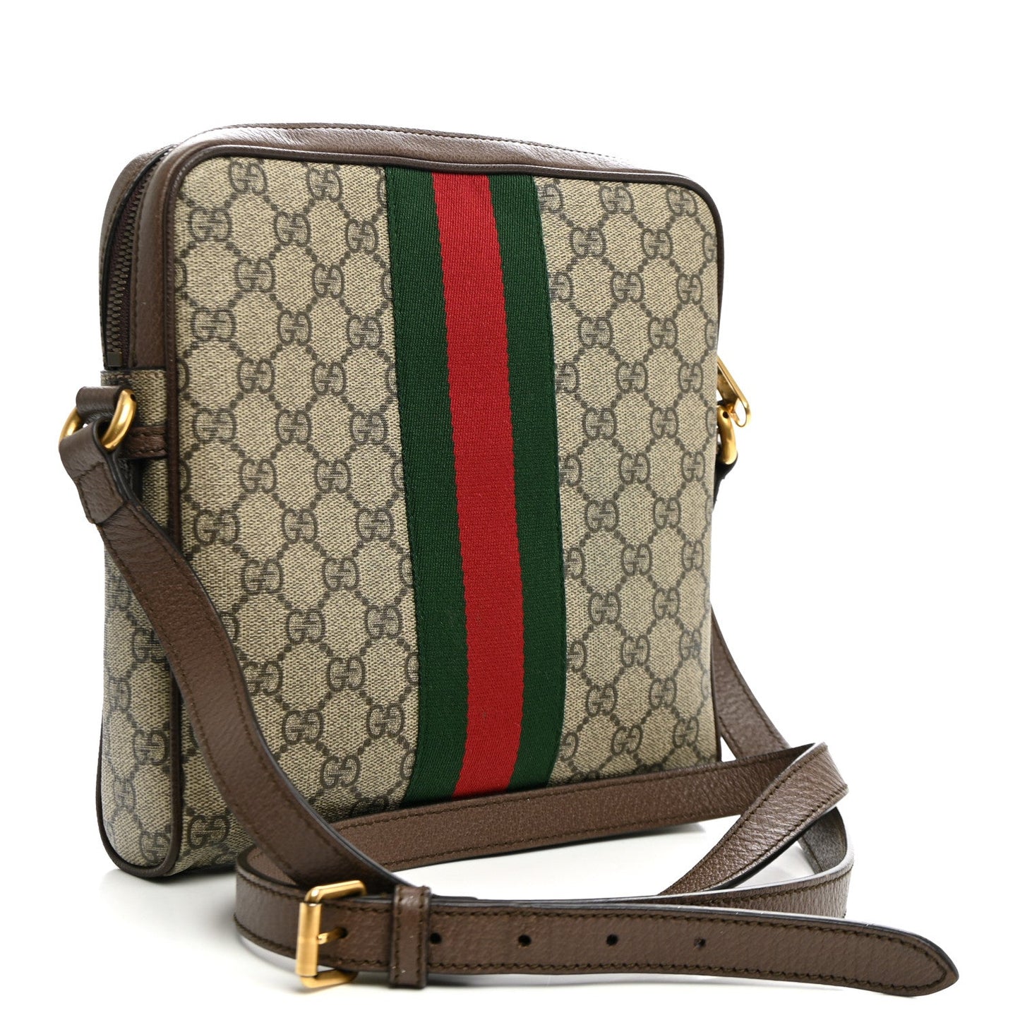 GG Supreme Monogram Web Small Ophidia Messenger Bag Brown