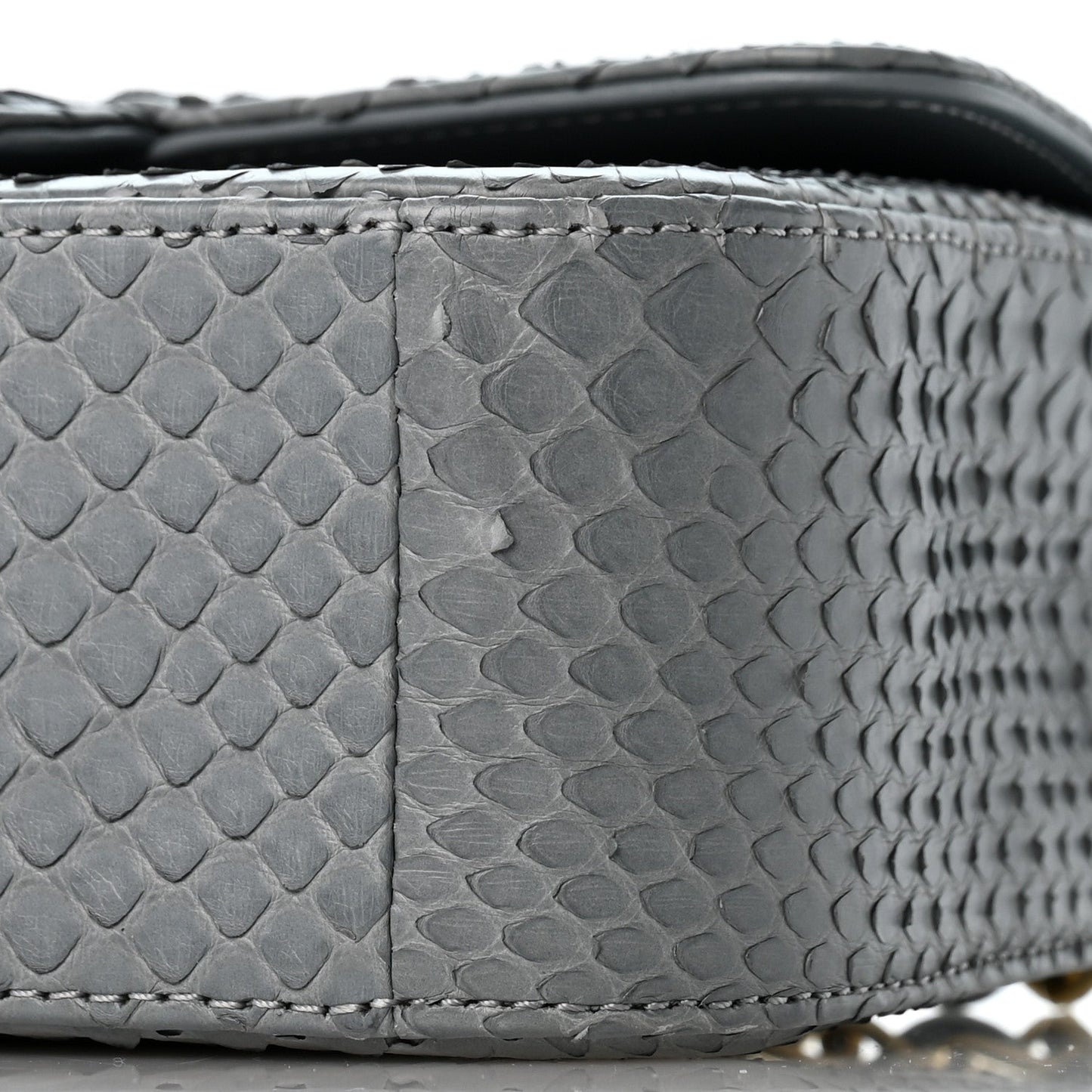 Snakeskin Mini Rectangular Flap Grey